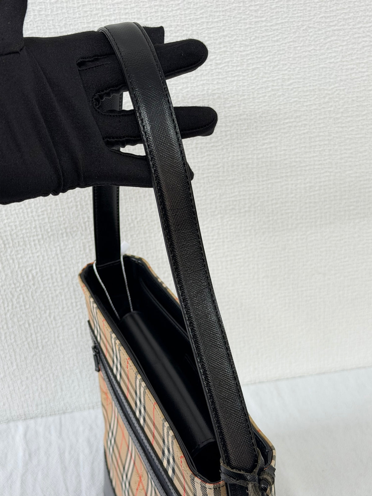 BURBERRY Haymarket Check One-Shoulder Hobo Bag
