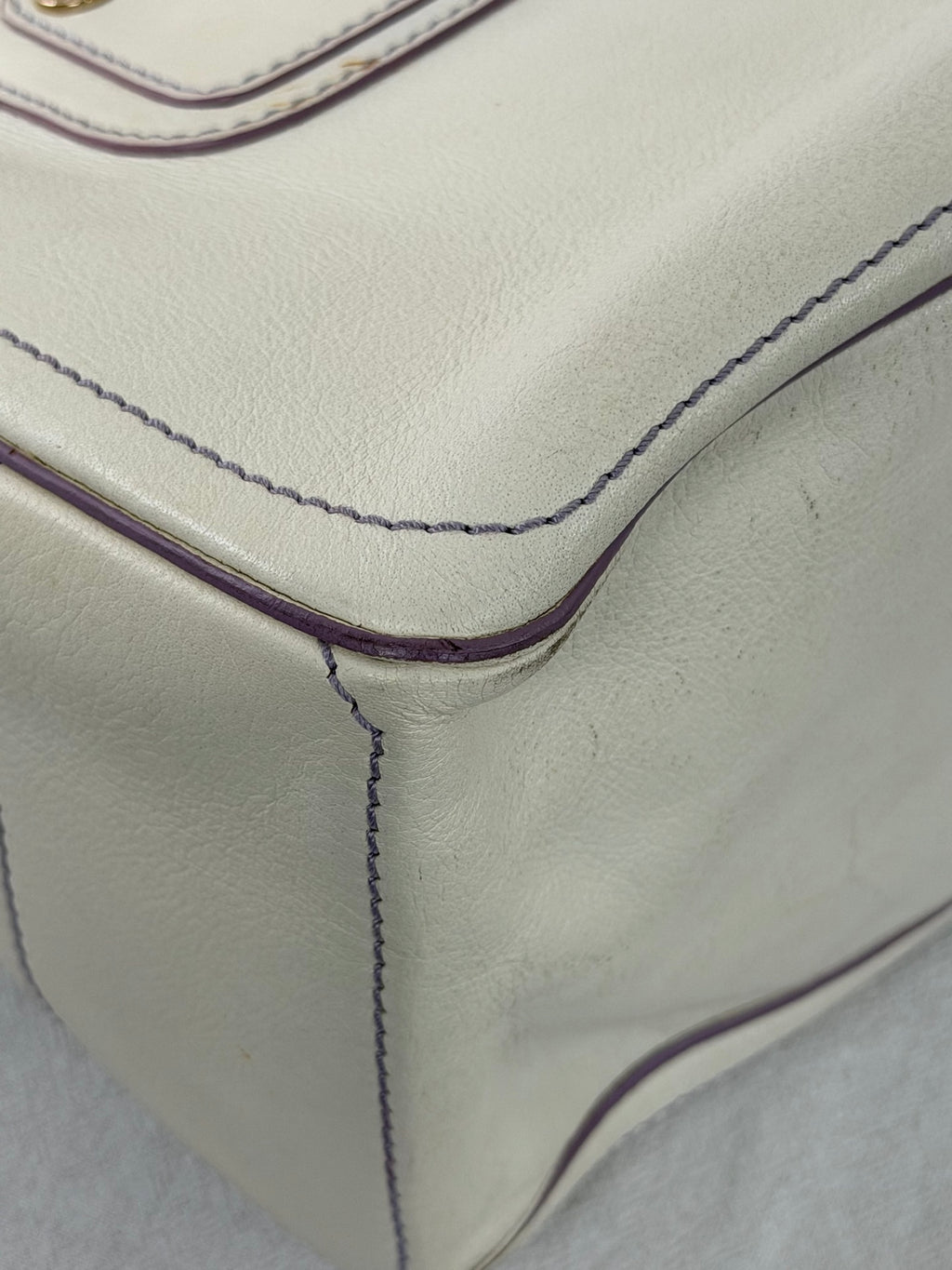 CELINE White Leather Boogie Handbag