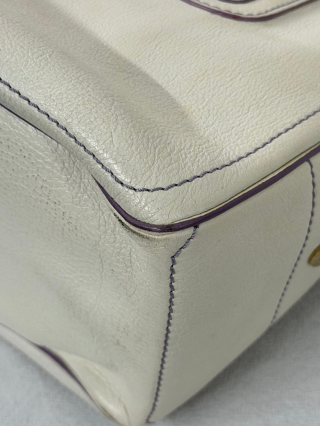 CELINE White Leather Boogie Handbag