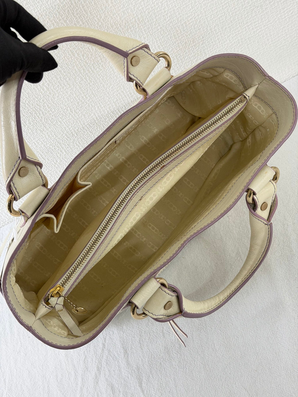 CELINE White Leather Boogie Handbag