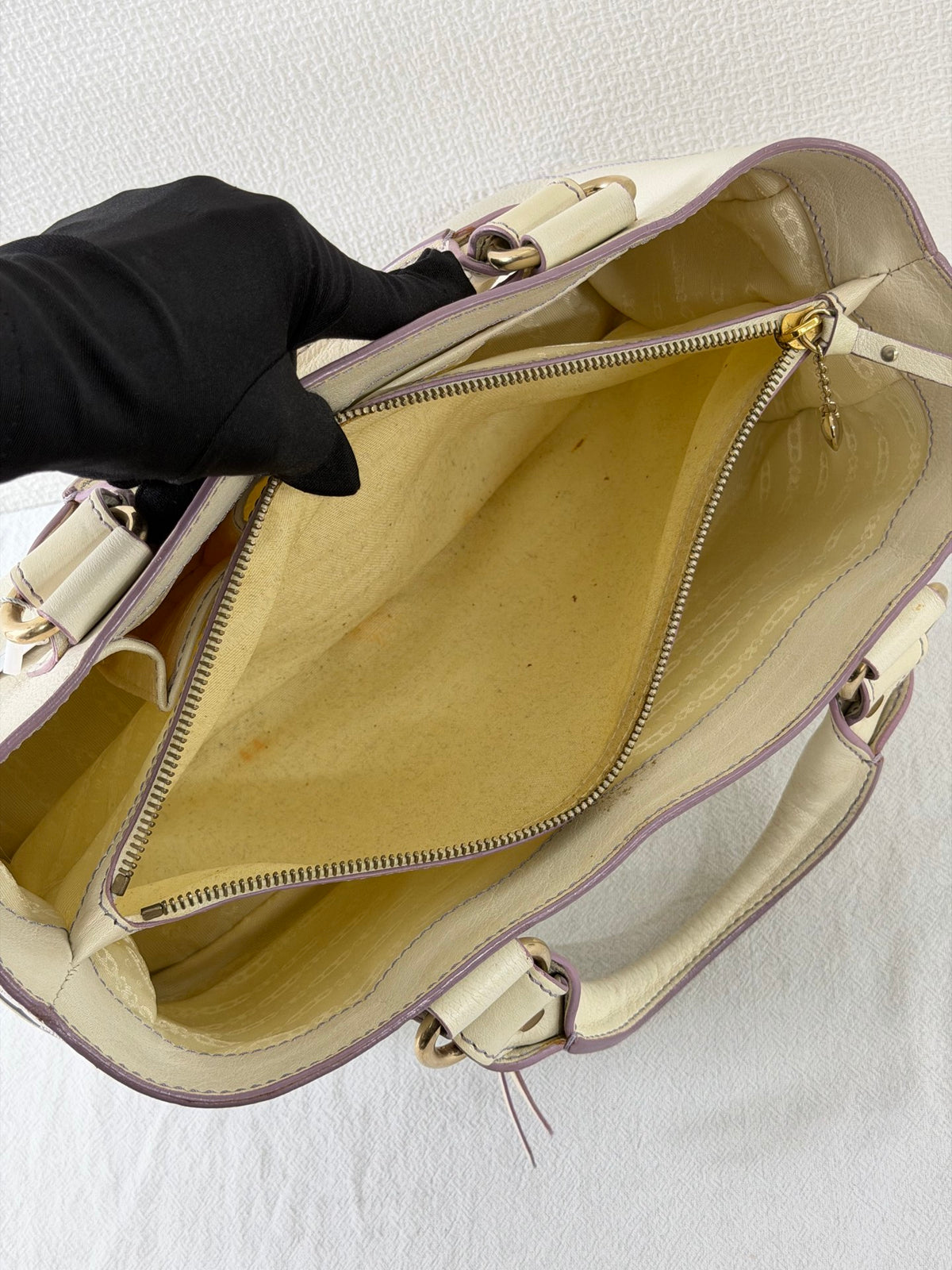 CELINE White Leather Boogie Handbag