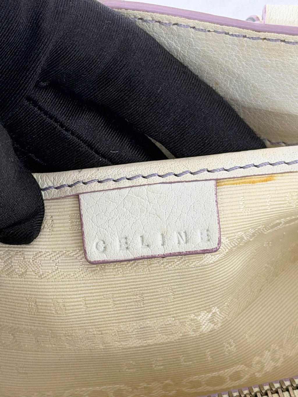 CELINE White Leather Boogie Handbag