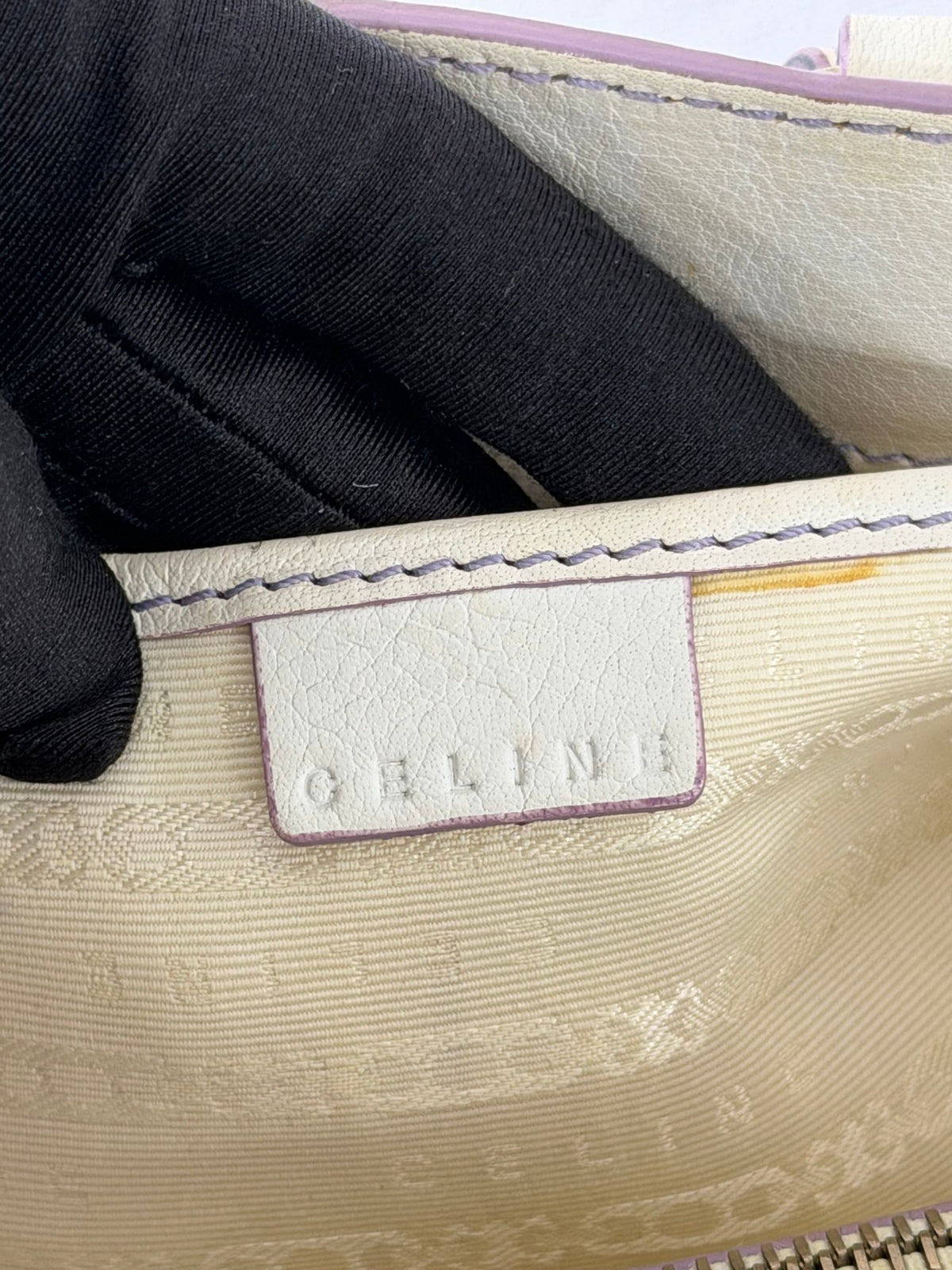 CELINE White Leather Boogie Handbag