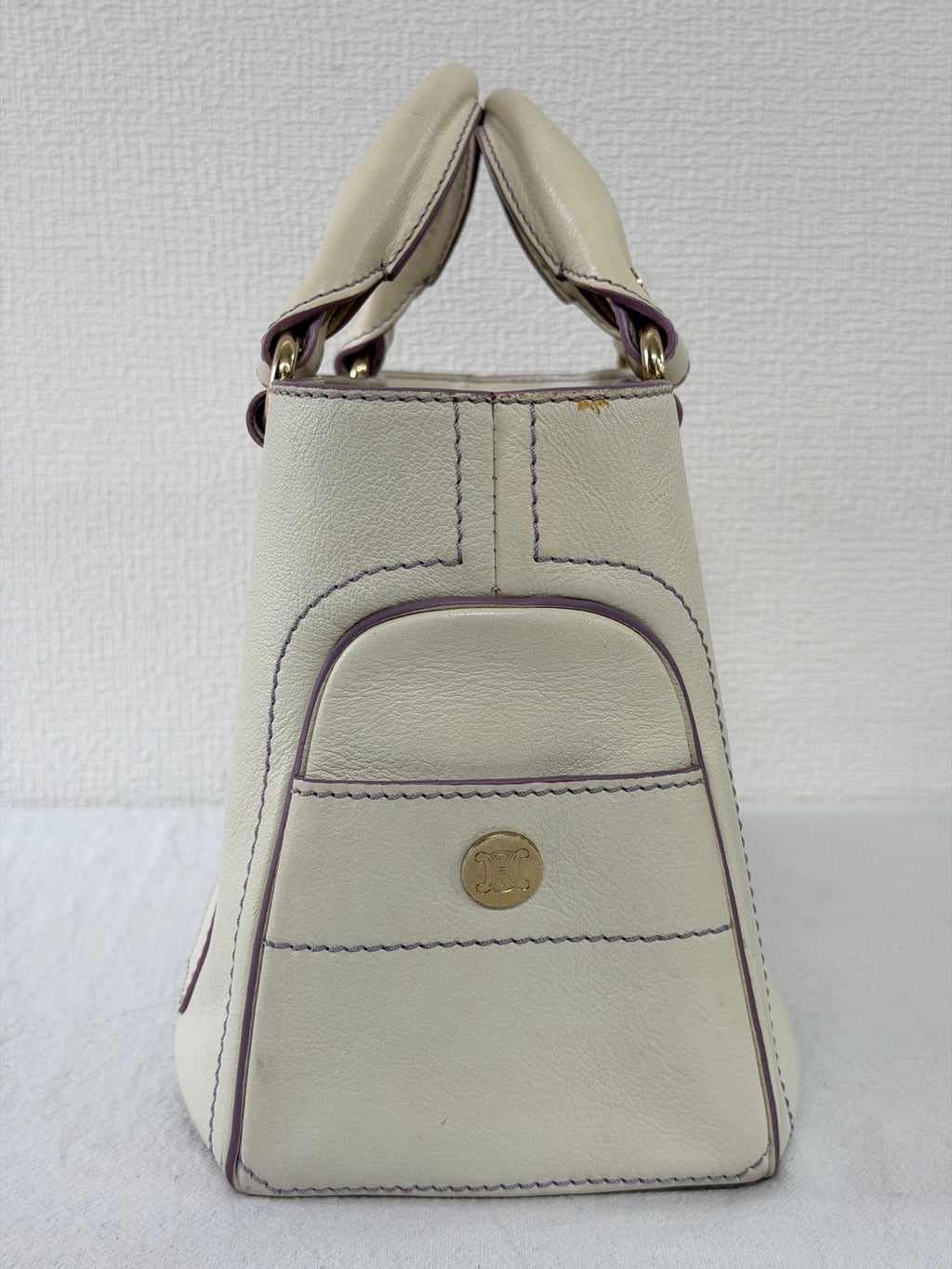 CELINE White Leather Boogie Handbag