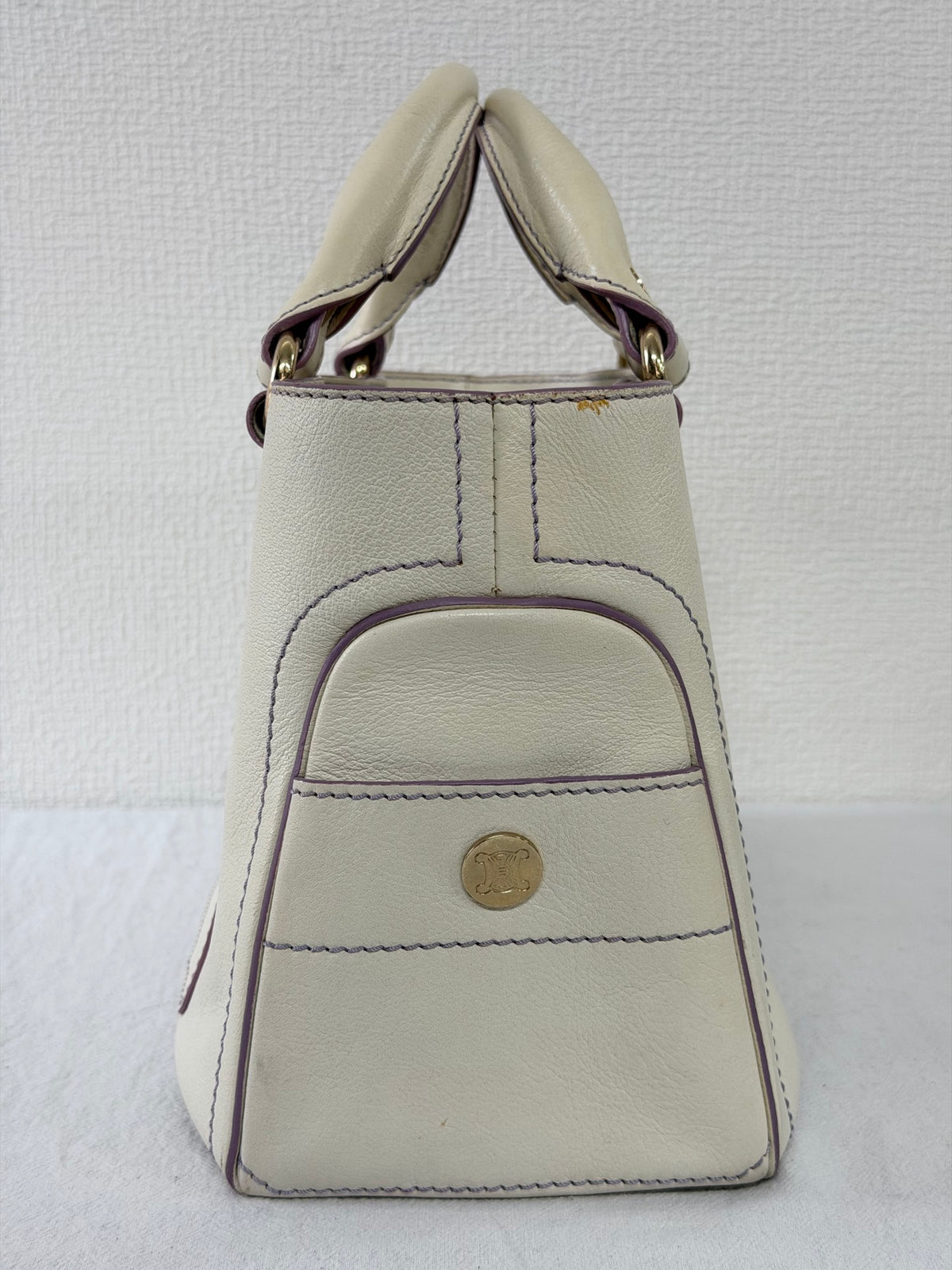 CELINE White Leather Boogie Handbag