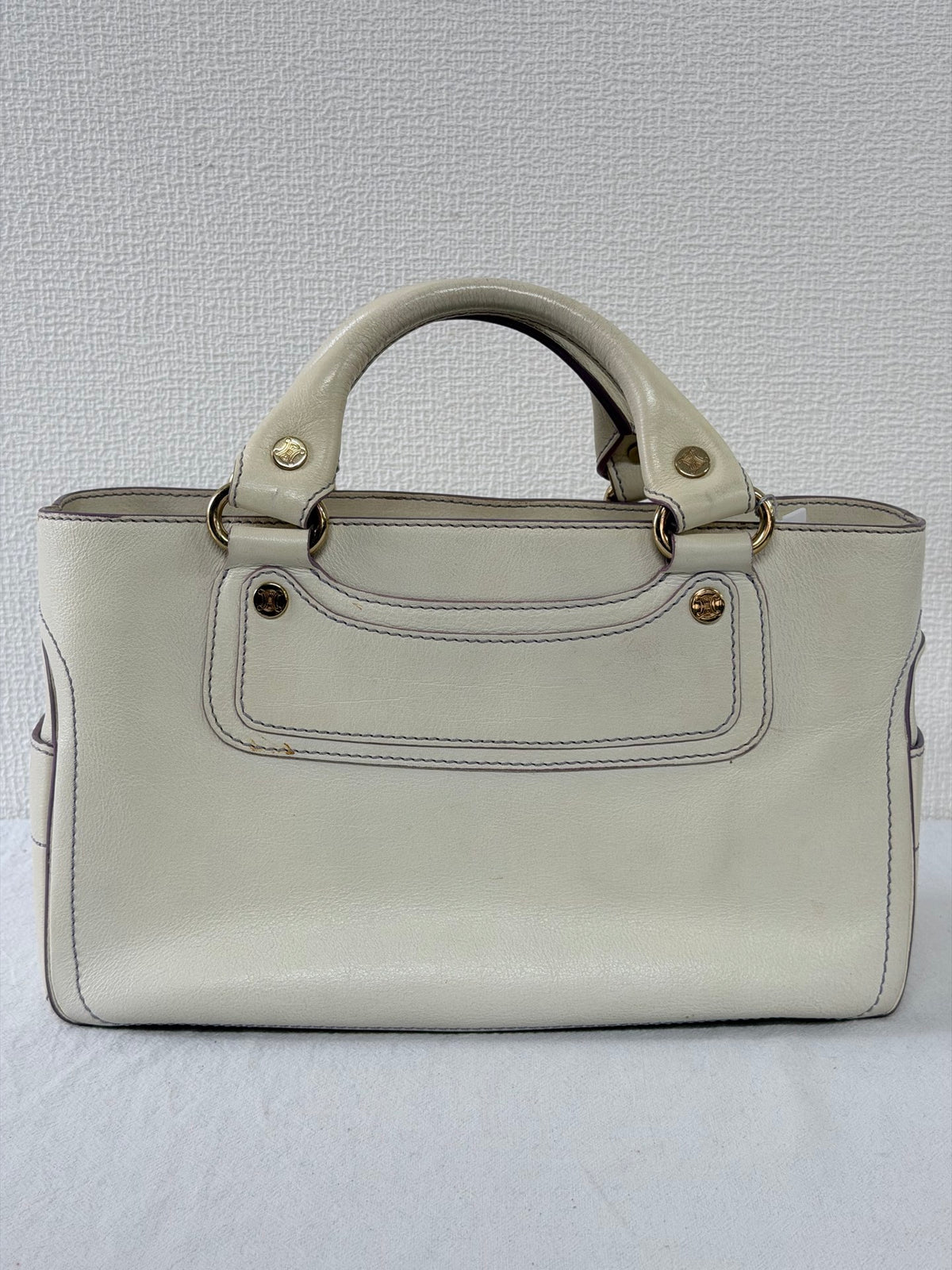 CELINE White Leather Boogie Handbag