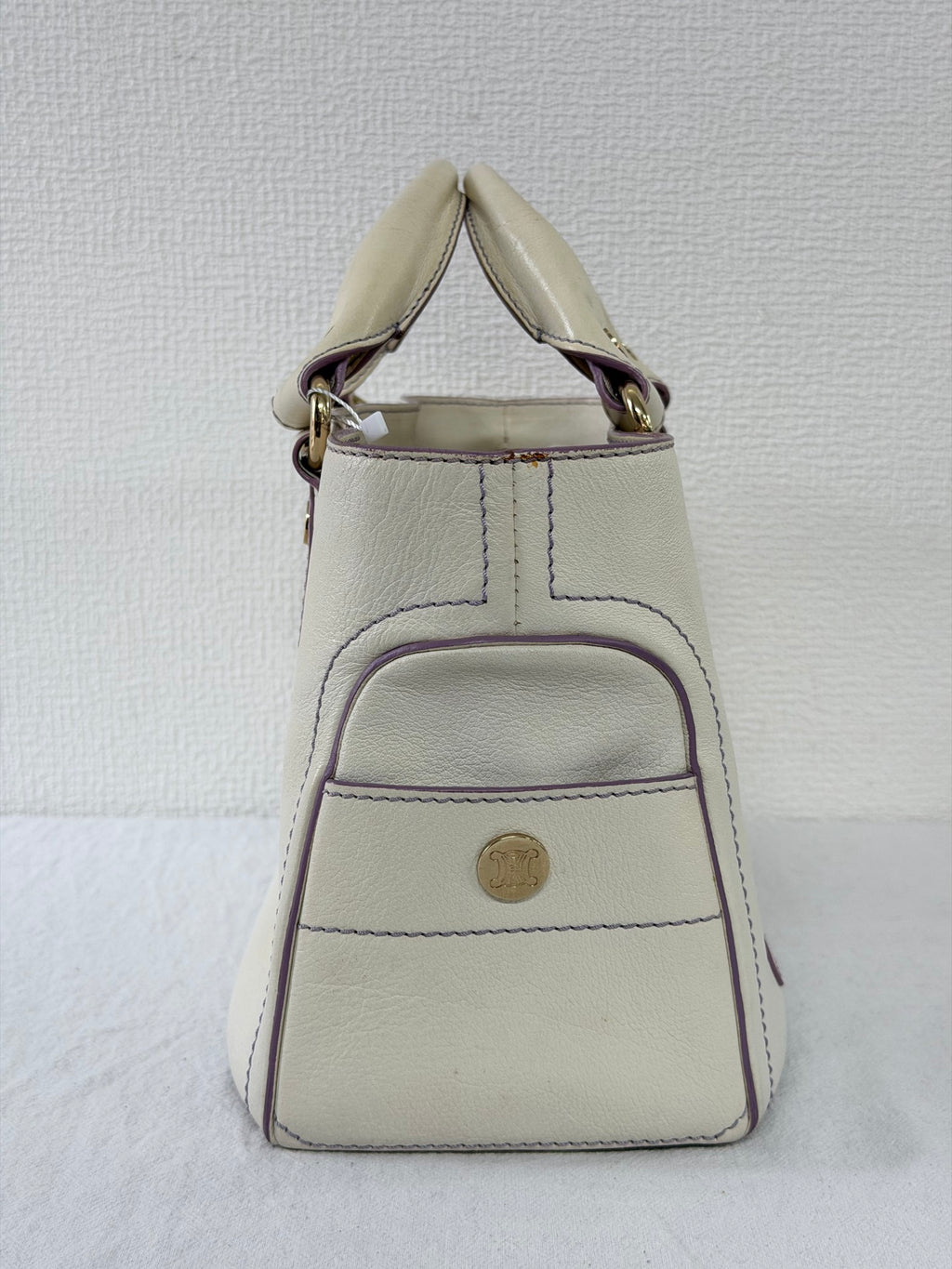 CELINE White Leather Boogie Handbag