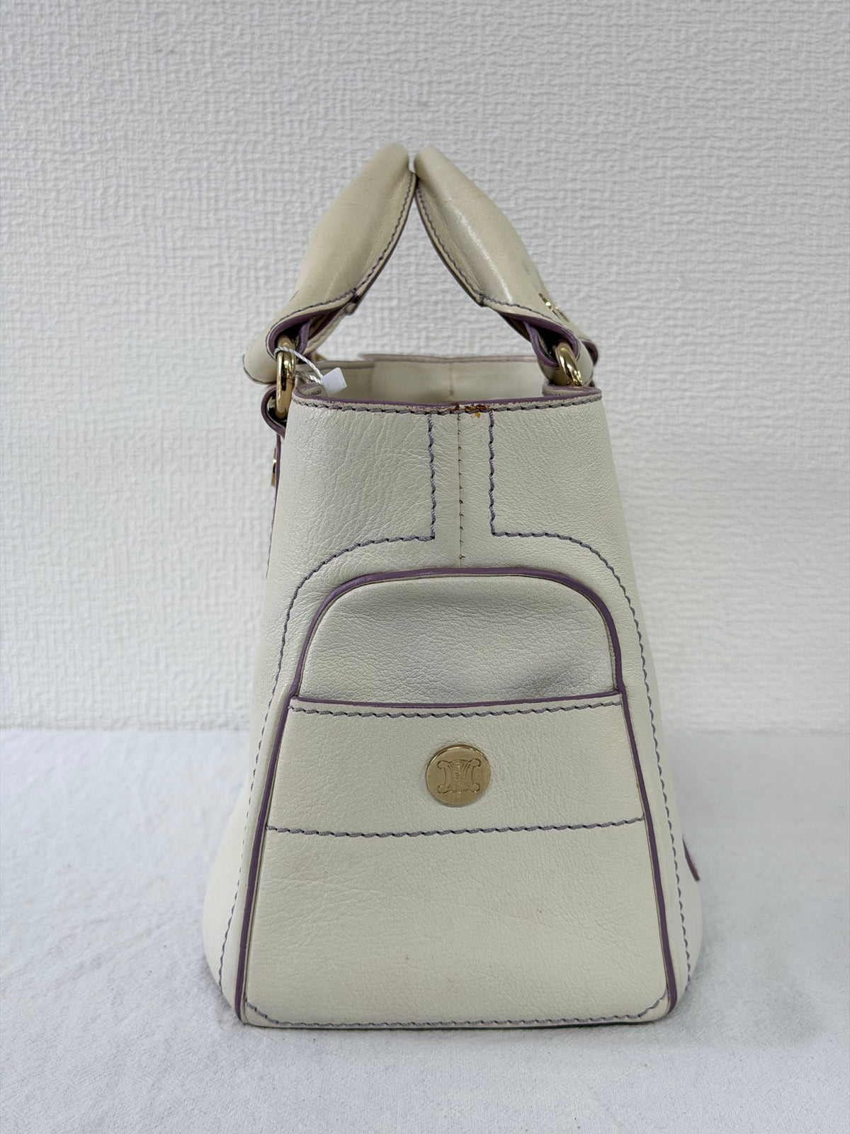 CELINE White Leather Boogie Handbag