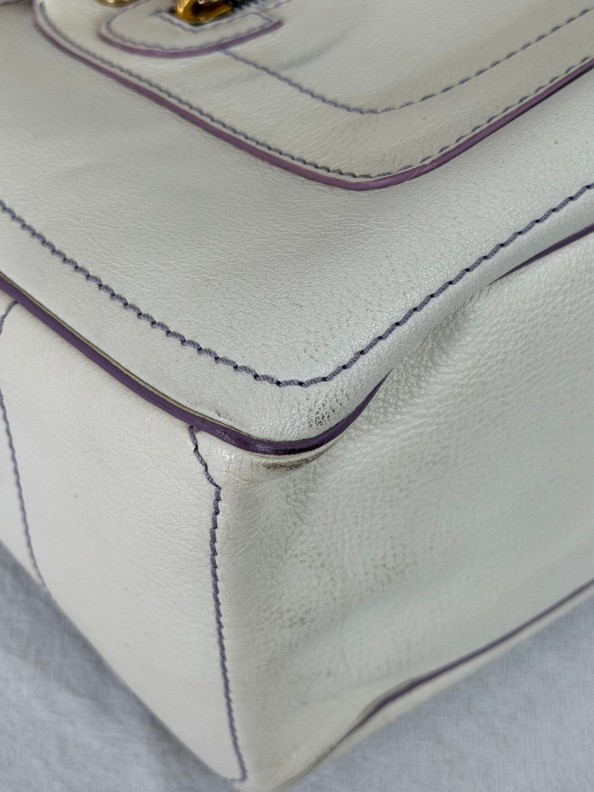 CELINE White Leather Boogie Handbag