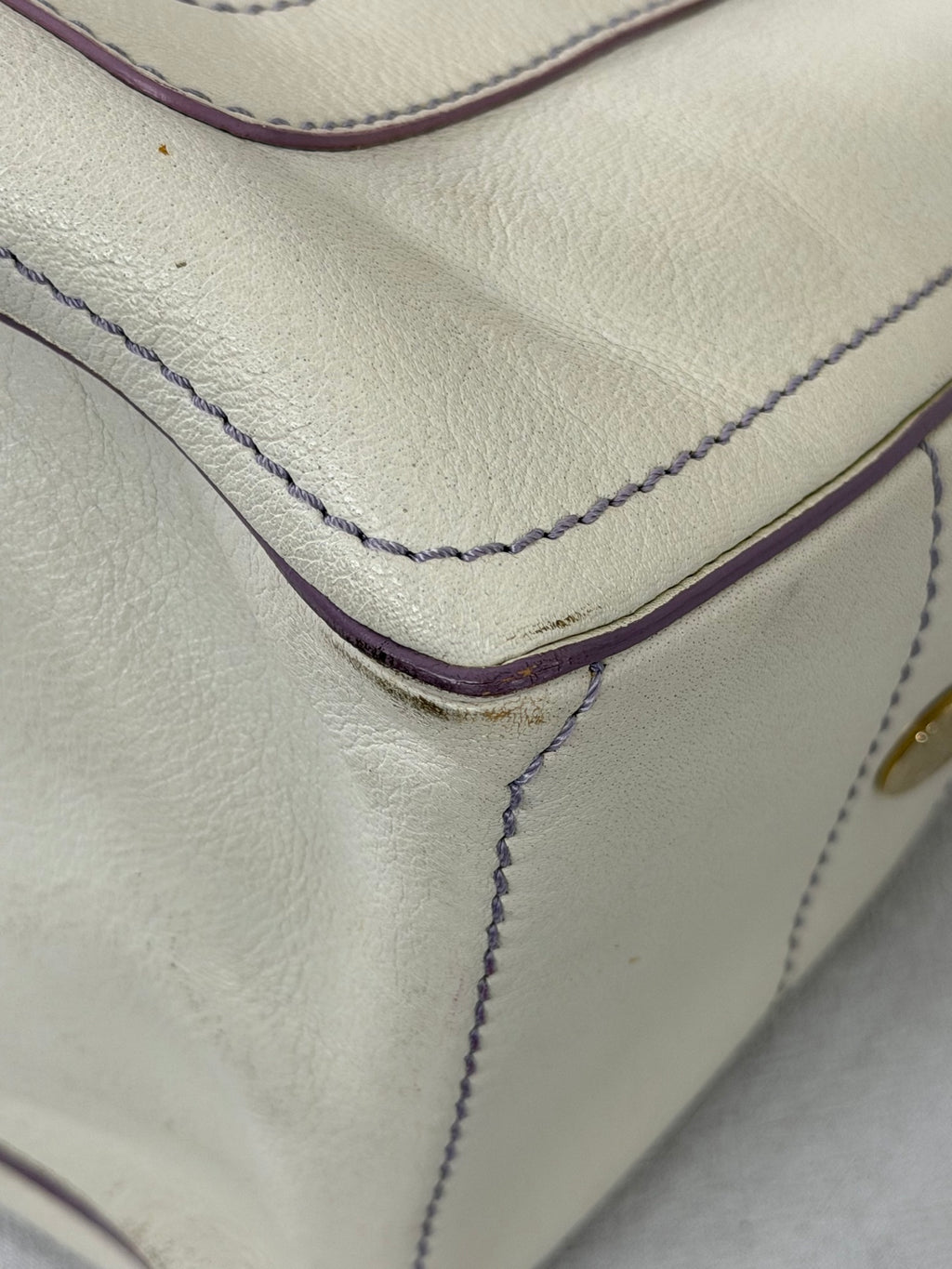CELINE White Leather Boogie Handbag