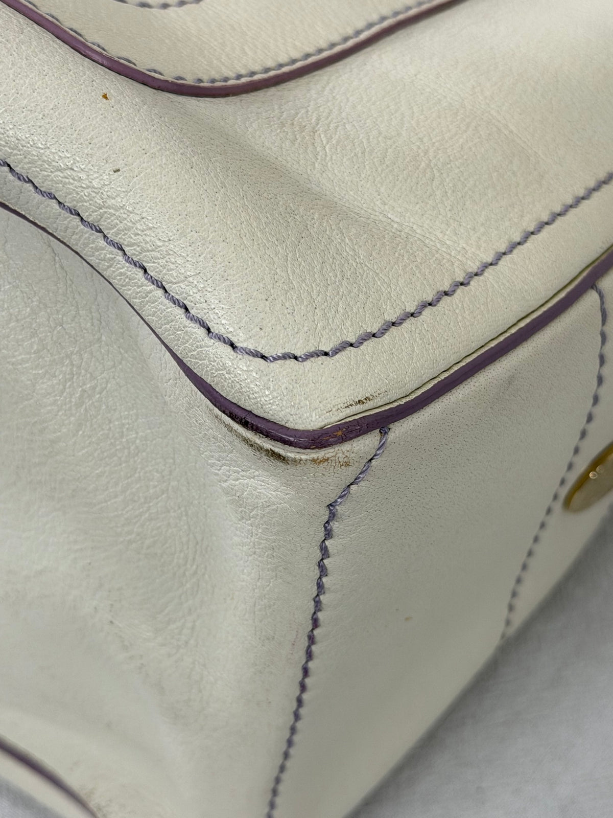 CELINE White Leather Boogie Handbag