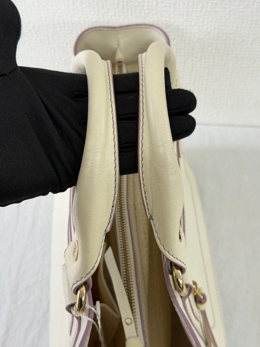 CELINE White Leather Boogie Handbag