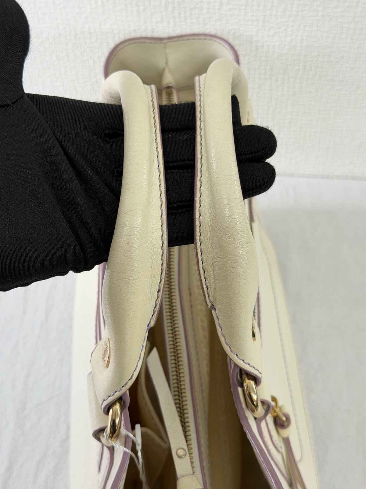 CELINE White Leather Boogie Handbag