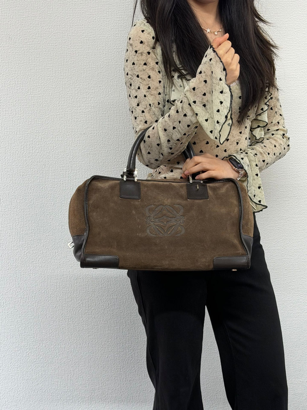 LOEWE Suede Amazona Handbag