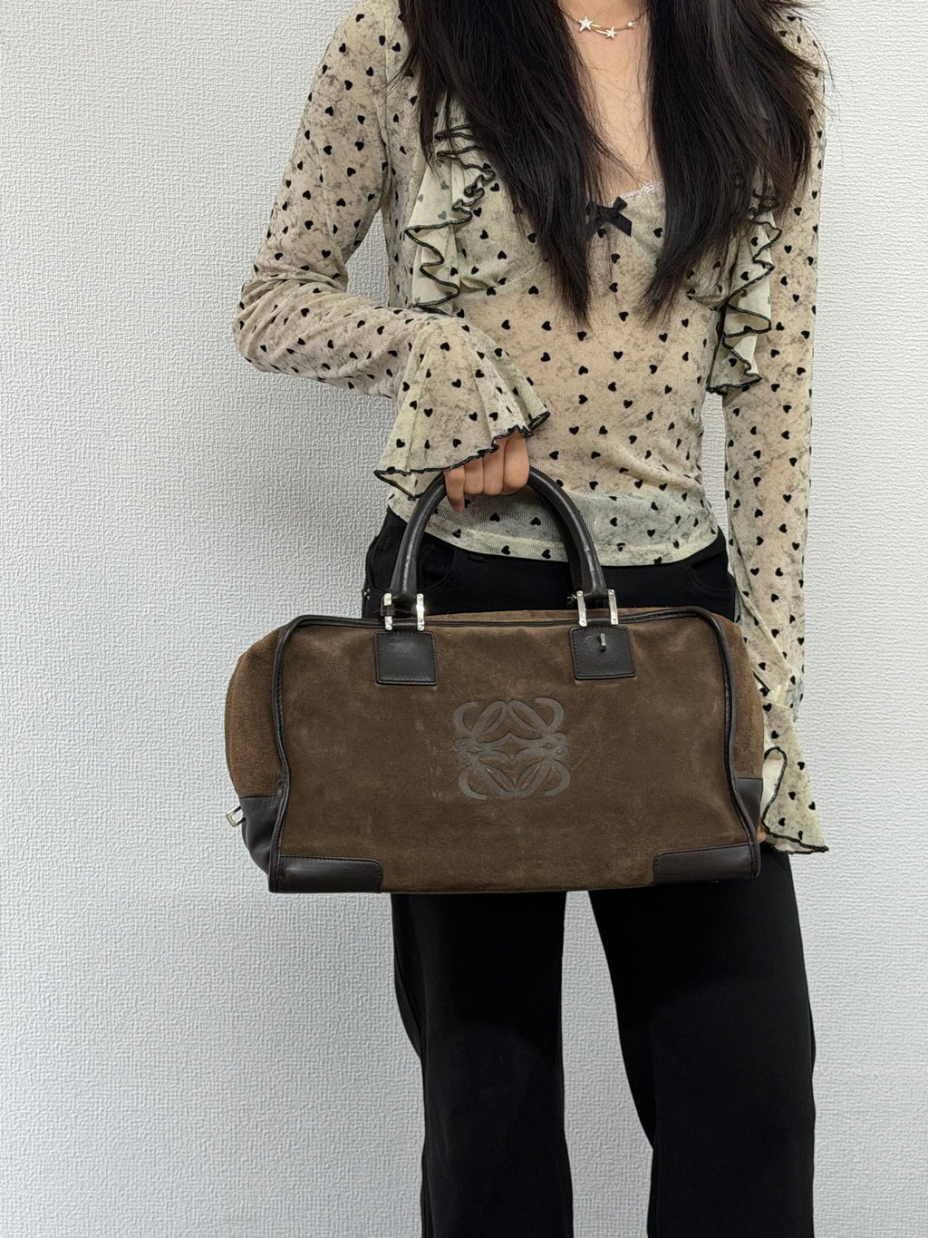 LOEWE Suede Amazona Handbag