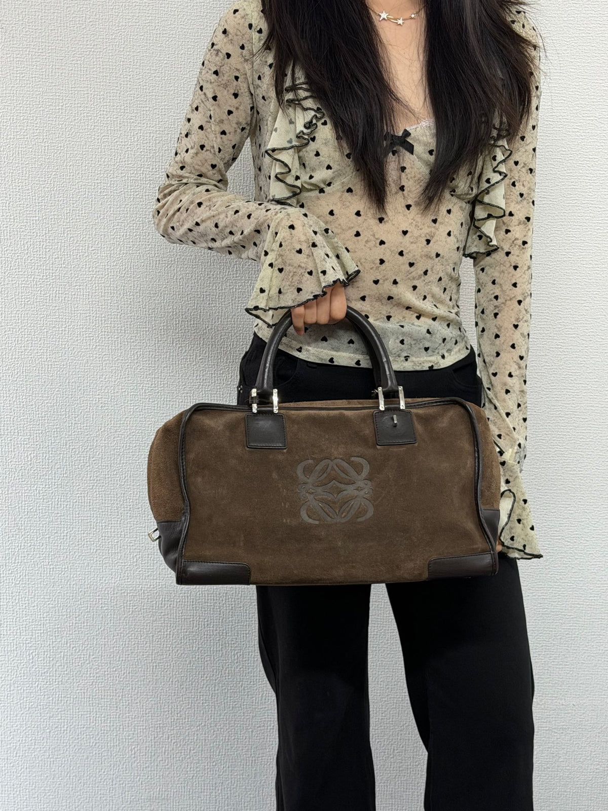 LOEWE Suede Amazona Handbag