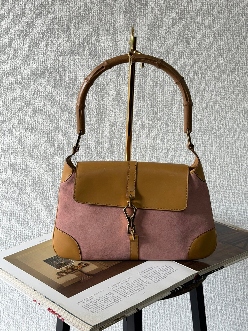Gucci  Bamboo Jackie Suede Shoulder Bag