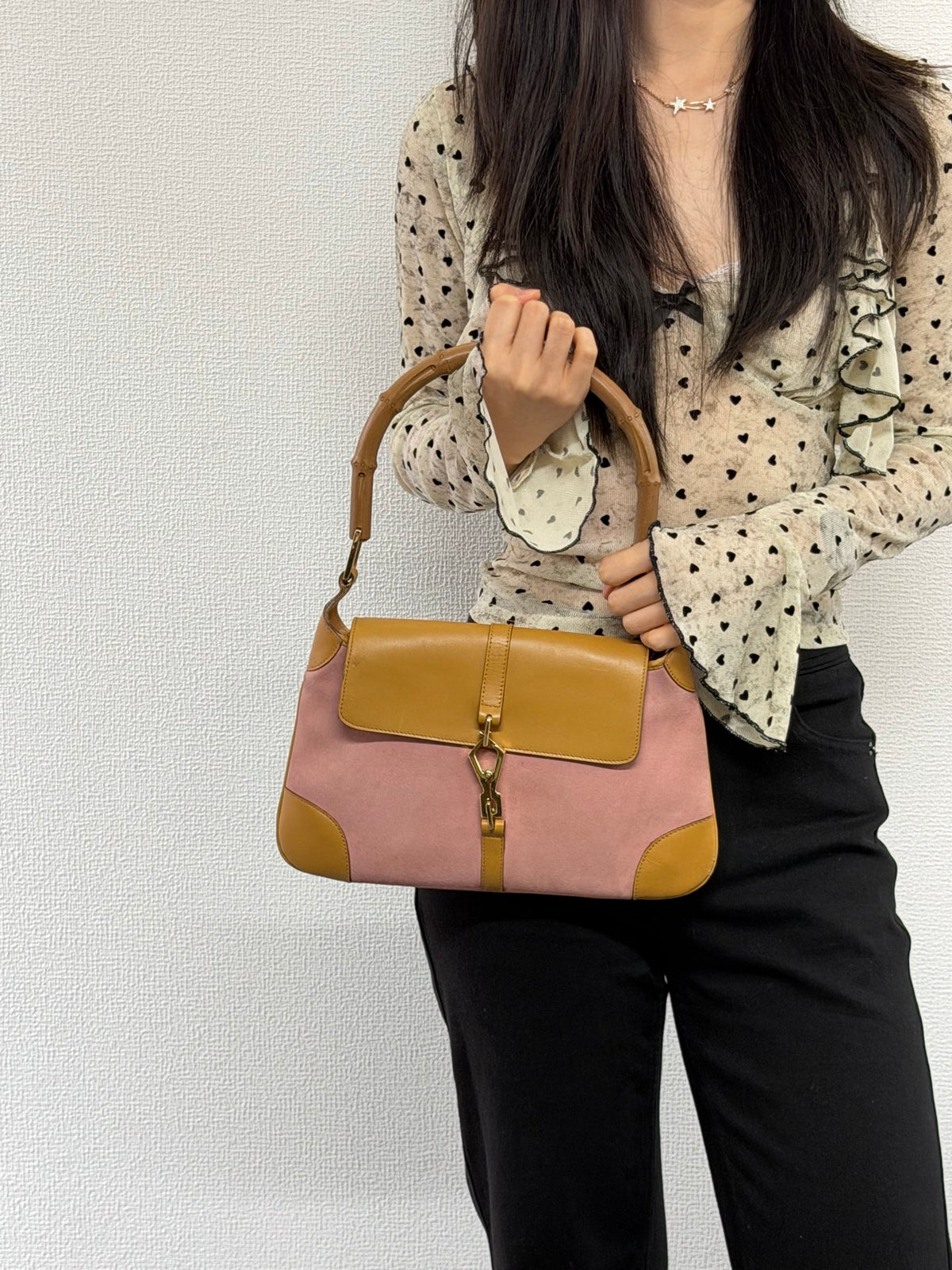 Gucci  Bamboo Jackie Suede Shoulder Bag