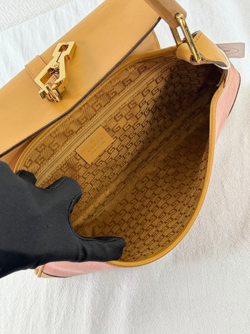 Gucci  Bamboo Jackie Suede Shoulder Bag