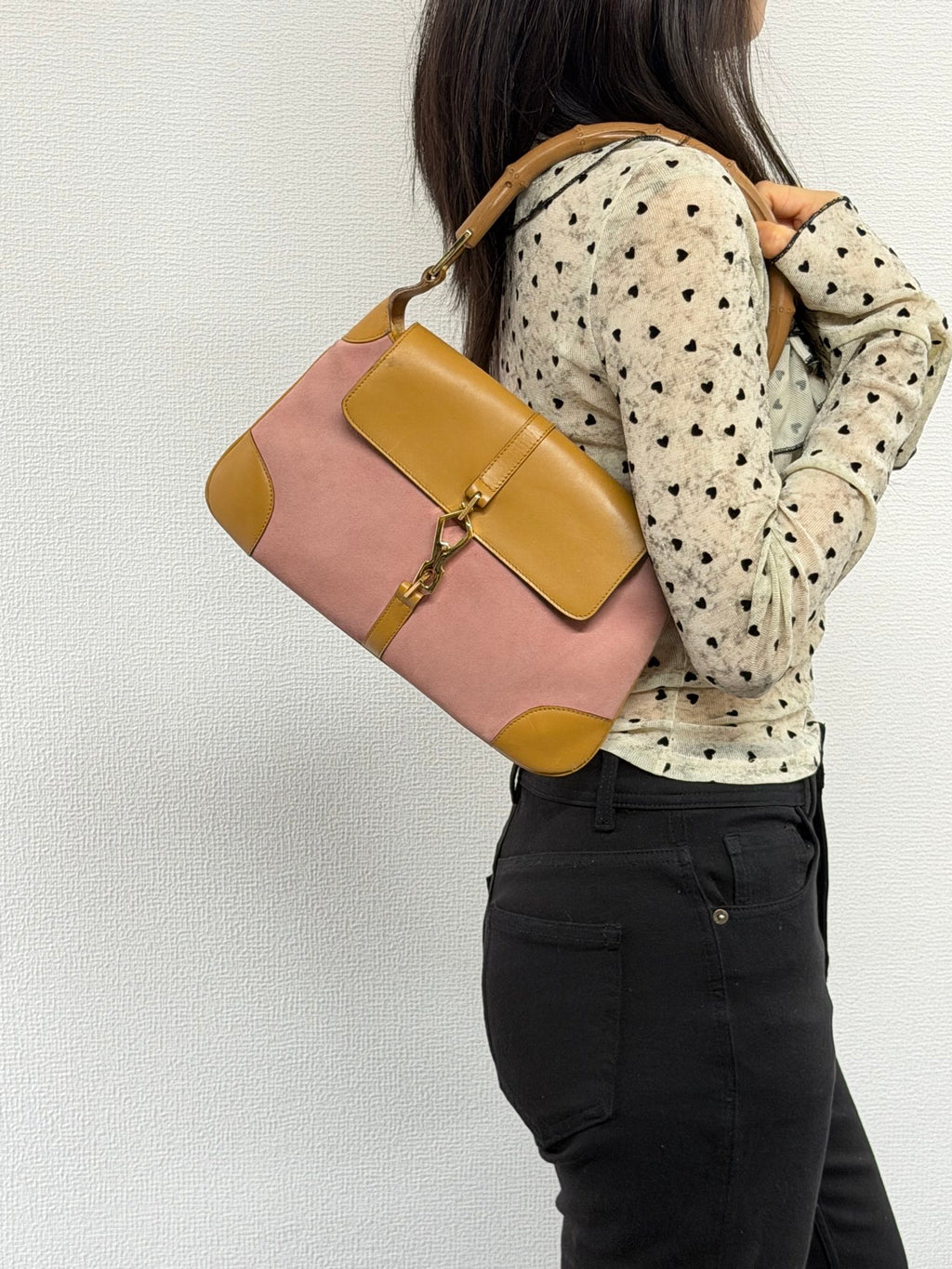 Gucci  Bamboo Jackie Suede Shoulder Bag