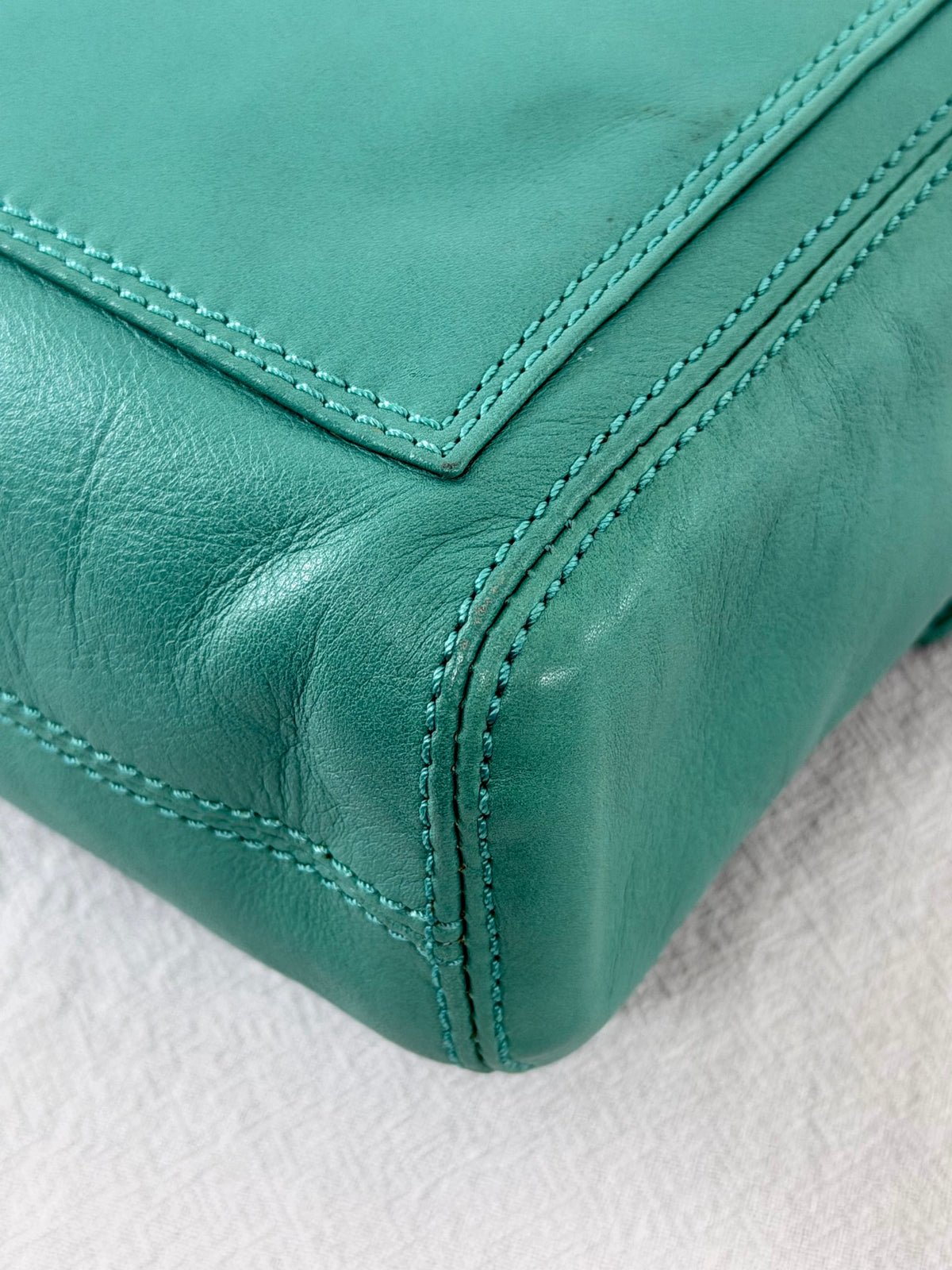 CHANEL Turquoise Caviar Stitched CC Flap Crossbody Bag