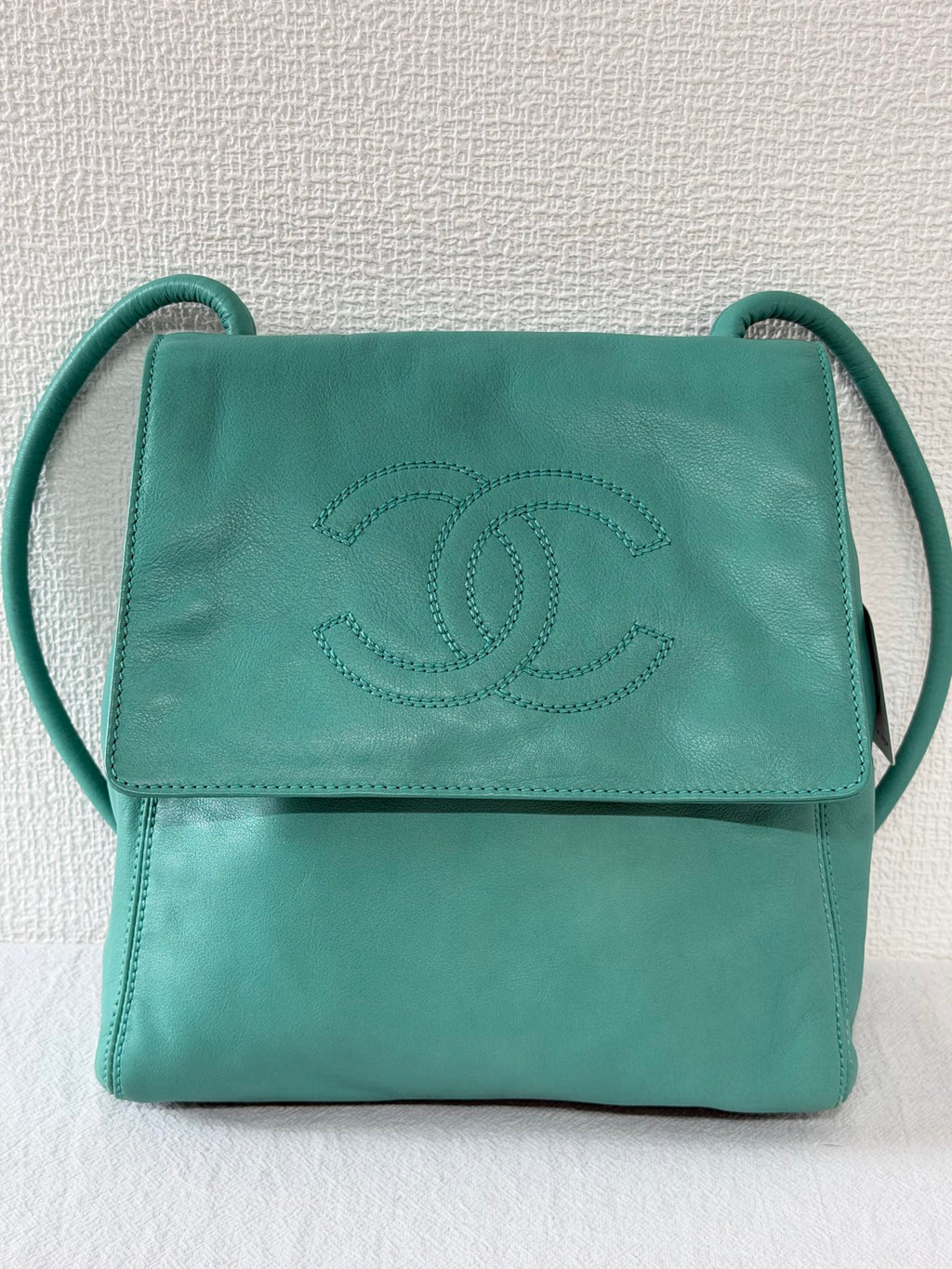 CHANEL Turquoise Caviar Stitched CC Flap Crossbody Bag