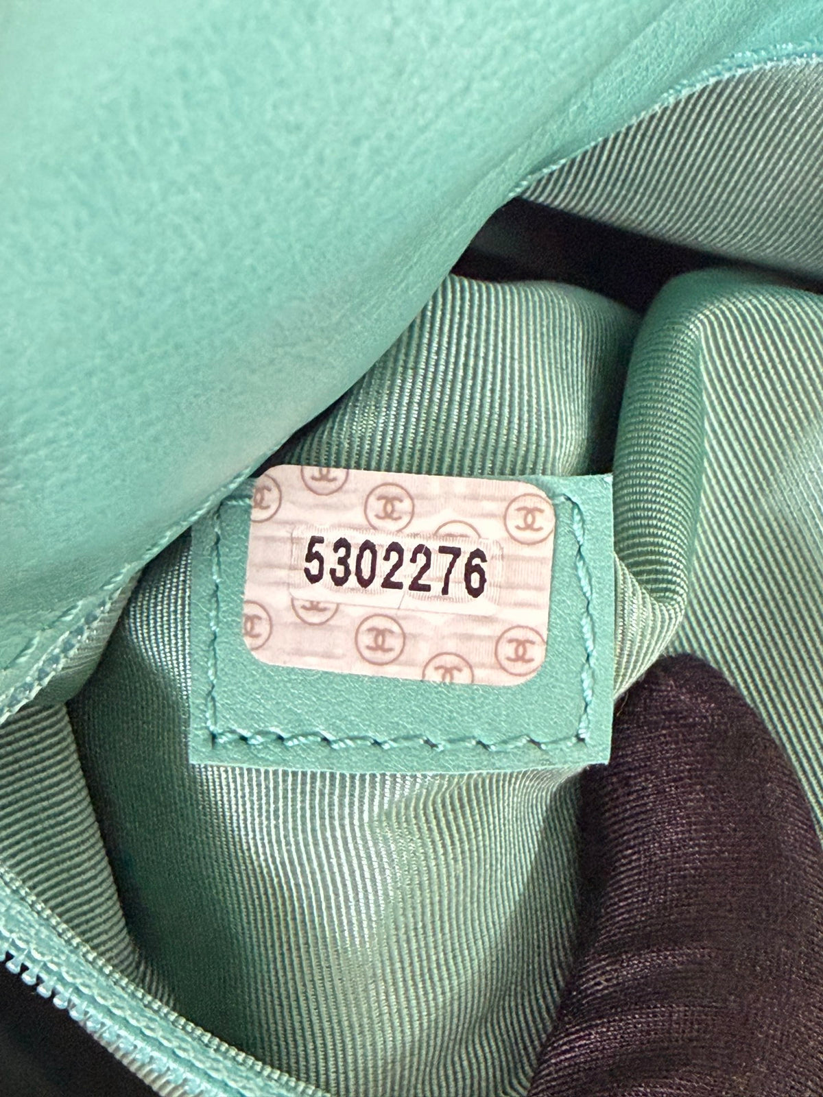 CHANEL Turquoise Caviar Stitched CC Flap Crossbody Bag
