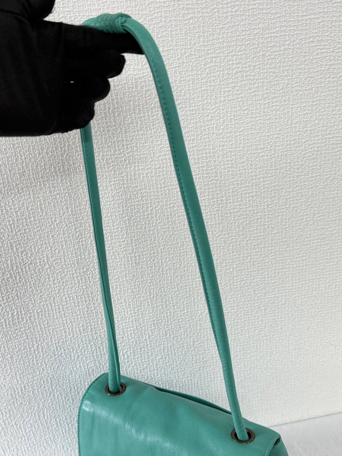 CHANEL Turquoise Caviar Stitched CC Flap Crossbody Bag