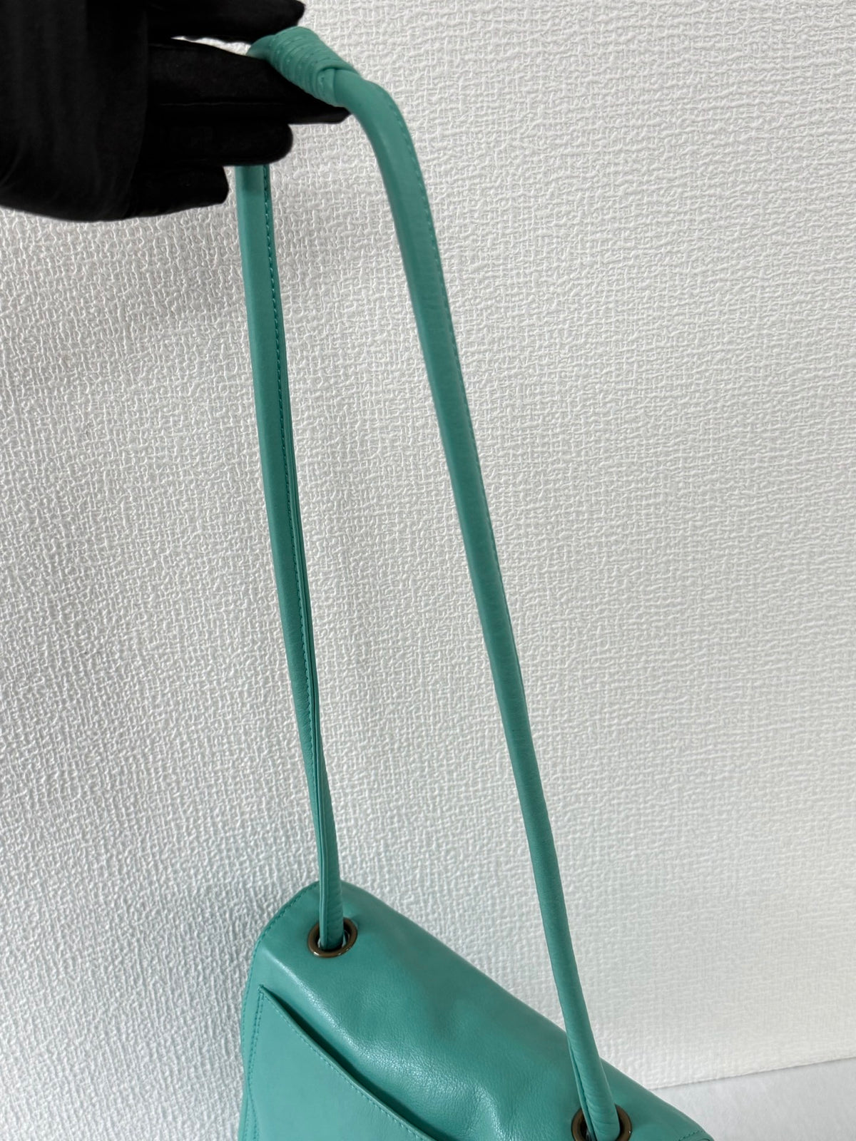 CHANEL Turquoise Caviar Stitched CC Flap Crossbody Bag