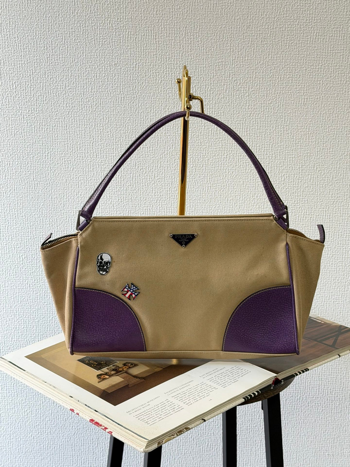 PRADA Canapa Canvas Cinghiale Bowling Bag