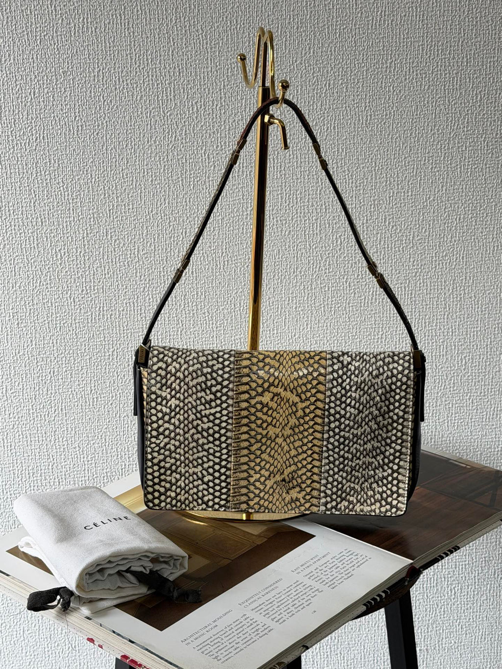 CELINE Python Leather Shoulder Bag