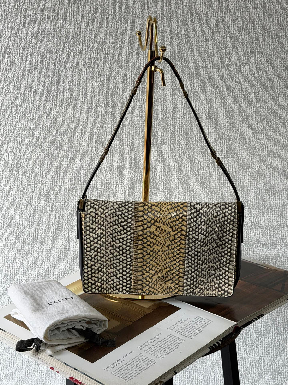 CELINE Python Leather Shoulder Bag