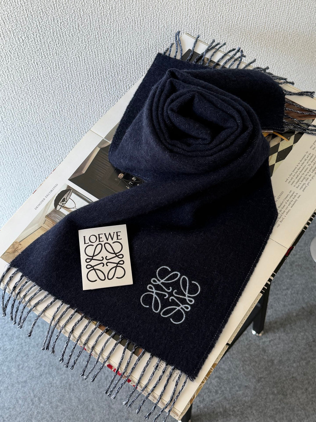 LOEWE Bicolor Anagram Cashmere Scarf