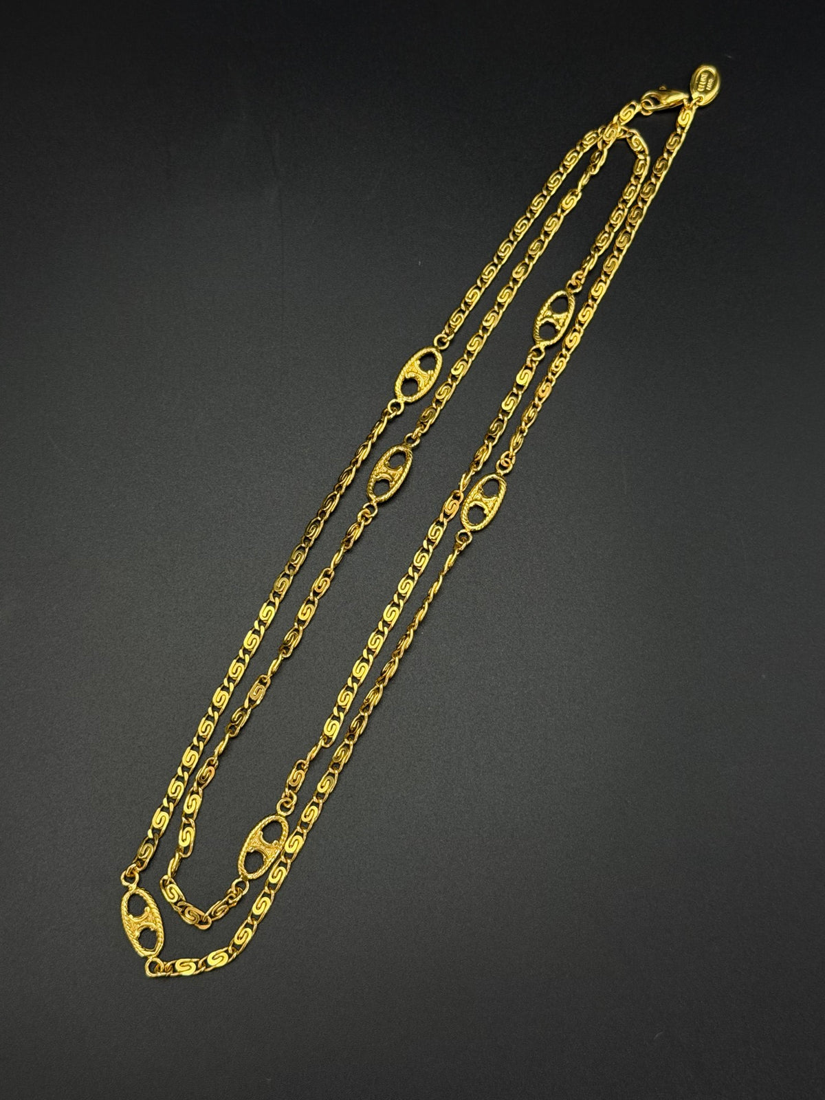 CELINE Triomphe Macadam Station Long Chain Necklace