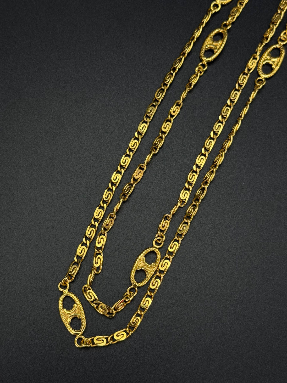 CELINE Triomphe Macadam Station Long Chain Necklace