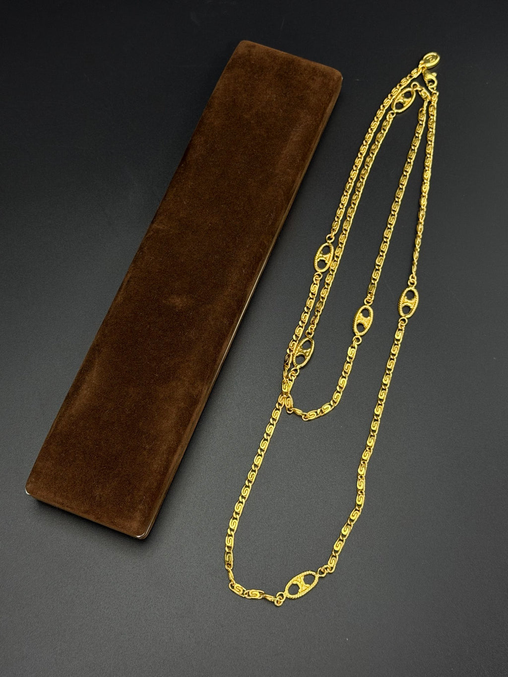 CELINE Triomphe Macadam Station Long Chain Necklace