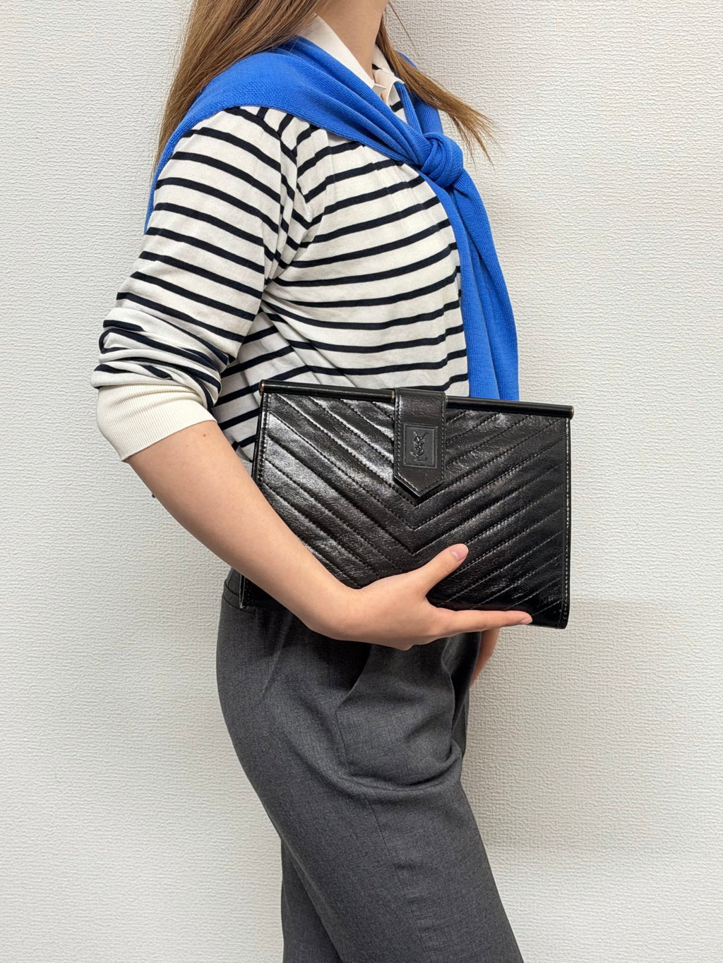 Yves Saint Laurent  Chevron Quilted Flap Clutch Bag
