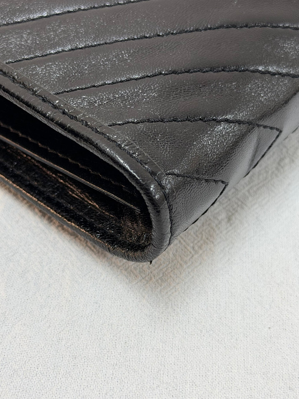 Yves Saint Laurent  Chevron Quilted Flap Clutch Bag