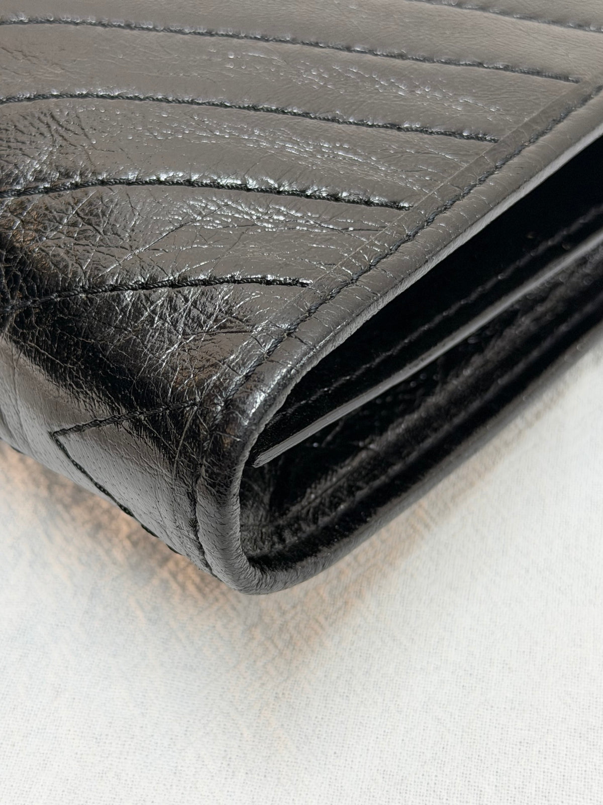 Yves Saint Laurent  Chevron Quilted Flap Clutch Bag