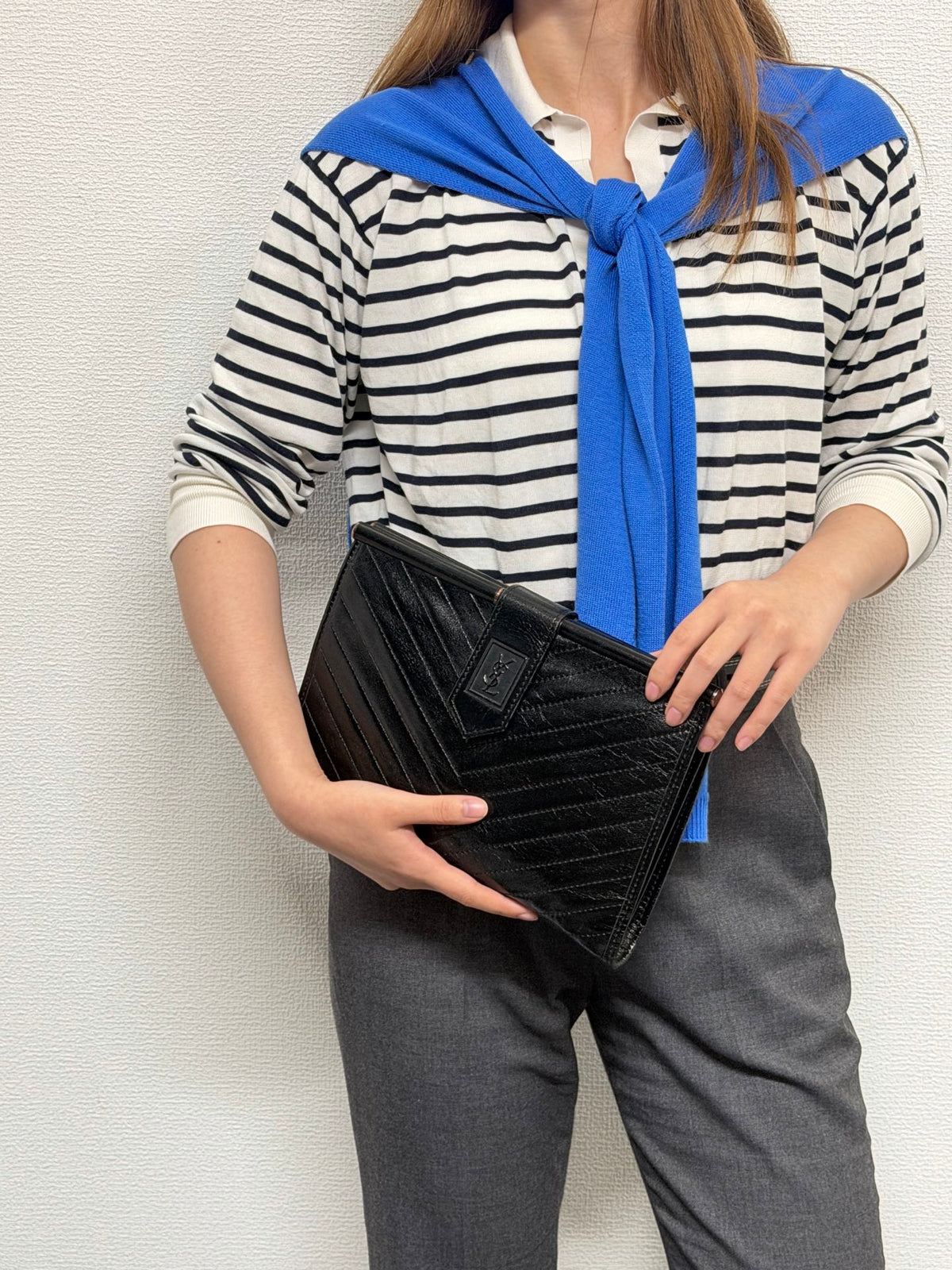Yves Saint Laurent  Chevron Quilted Flap Clutch Bag
