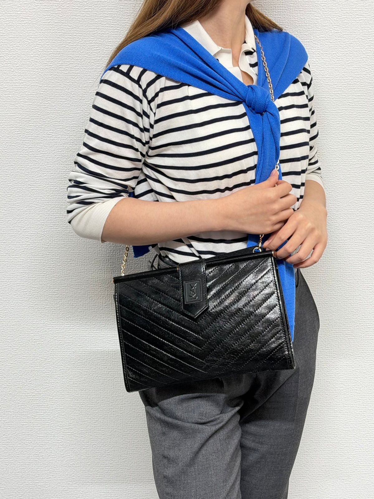 Yves Saint Laurent  Chevron Quilted Flap Clutch Bag
