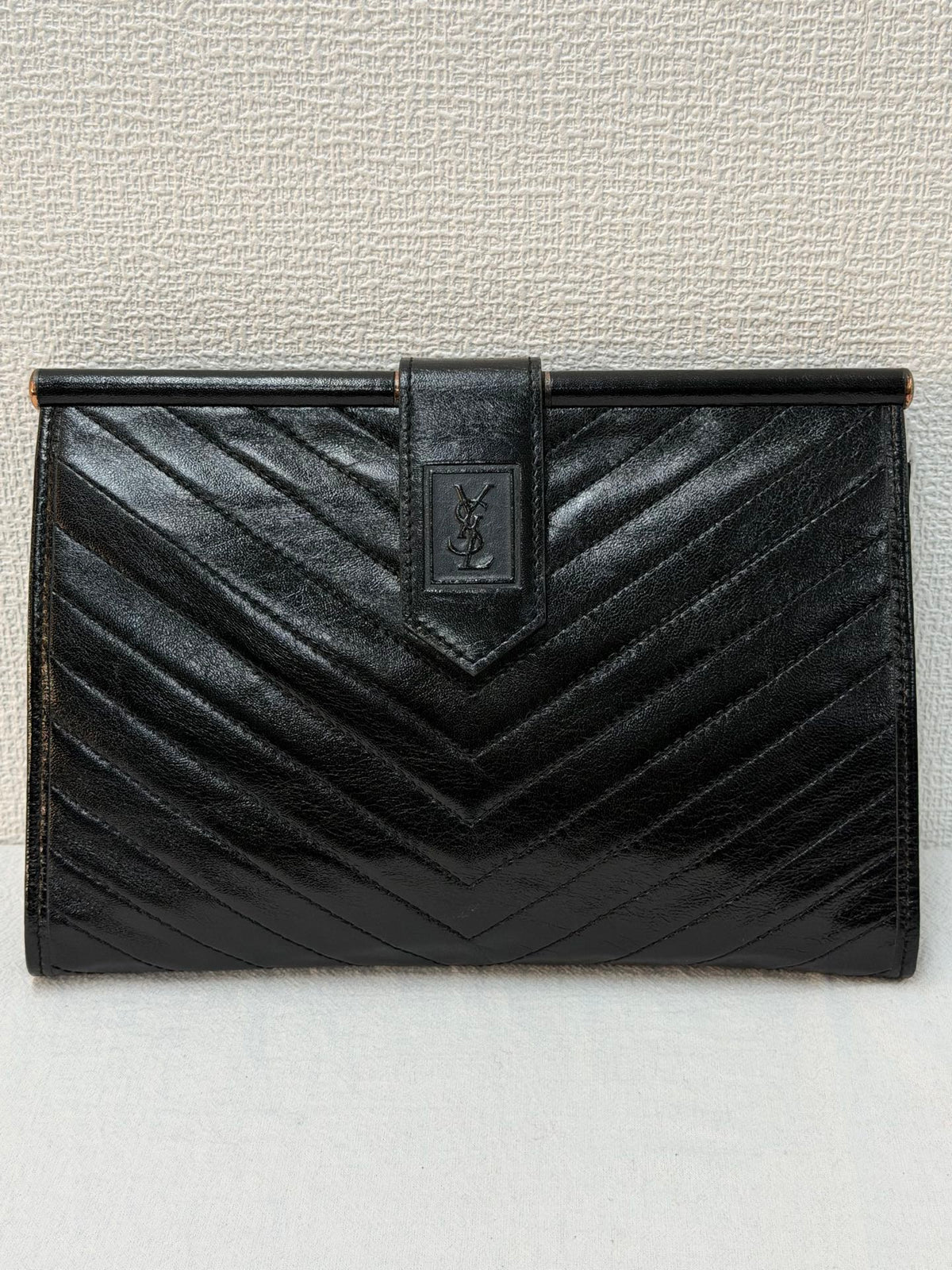 Yves Saint Laurent  Chevron Quilted Flap Clutch Bag