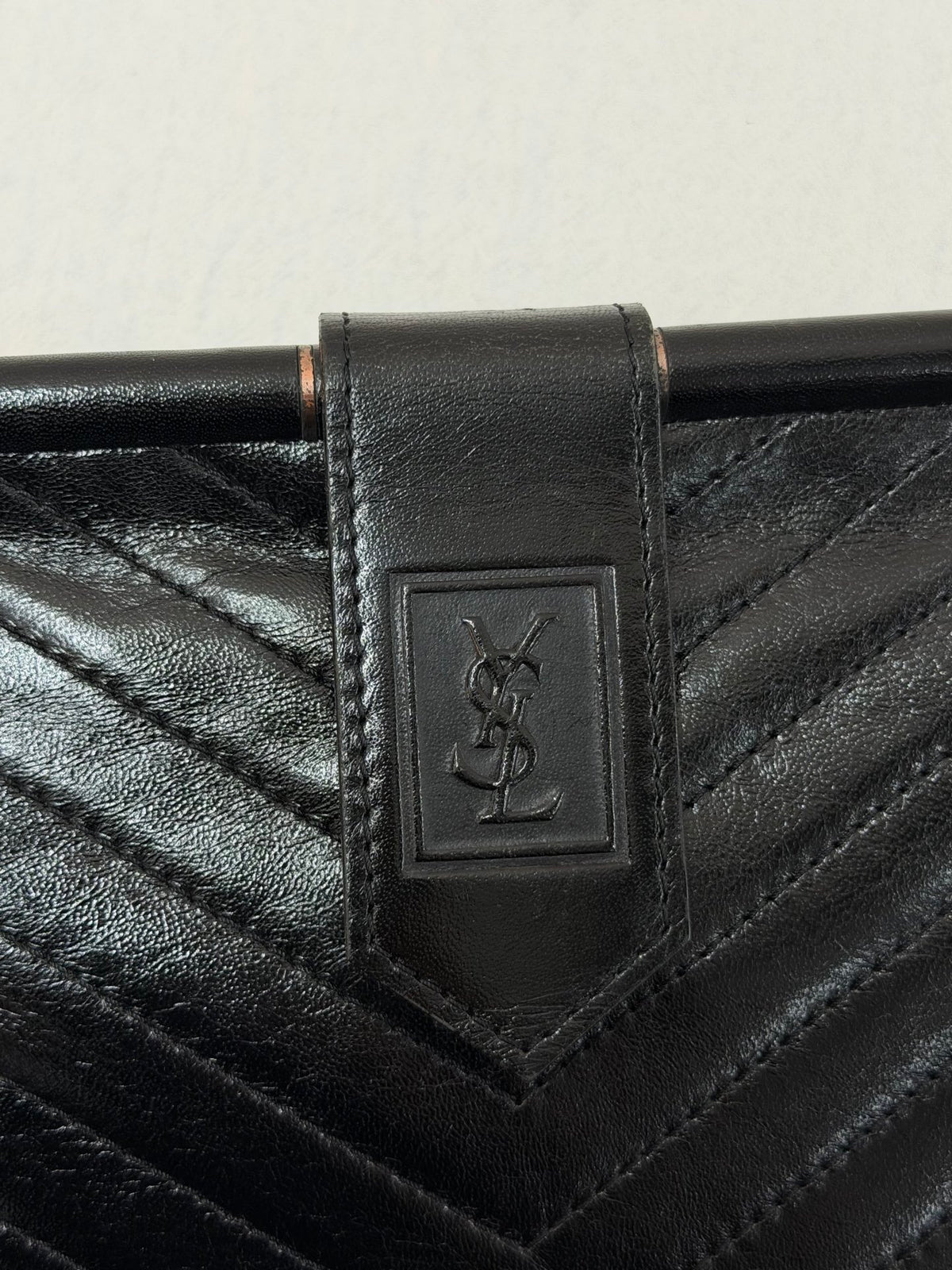 Yves Saint Laurent  Chevron Quilted Flap Clutch Bag