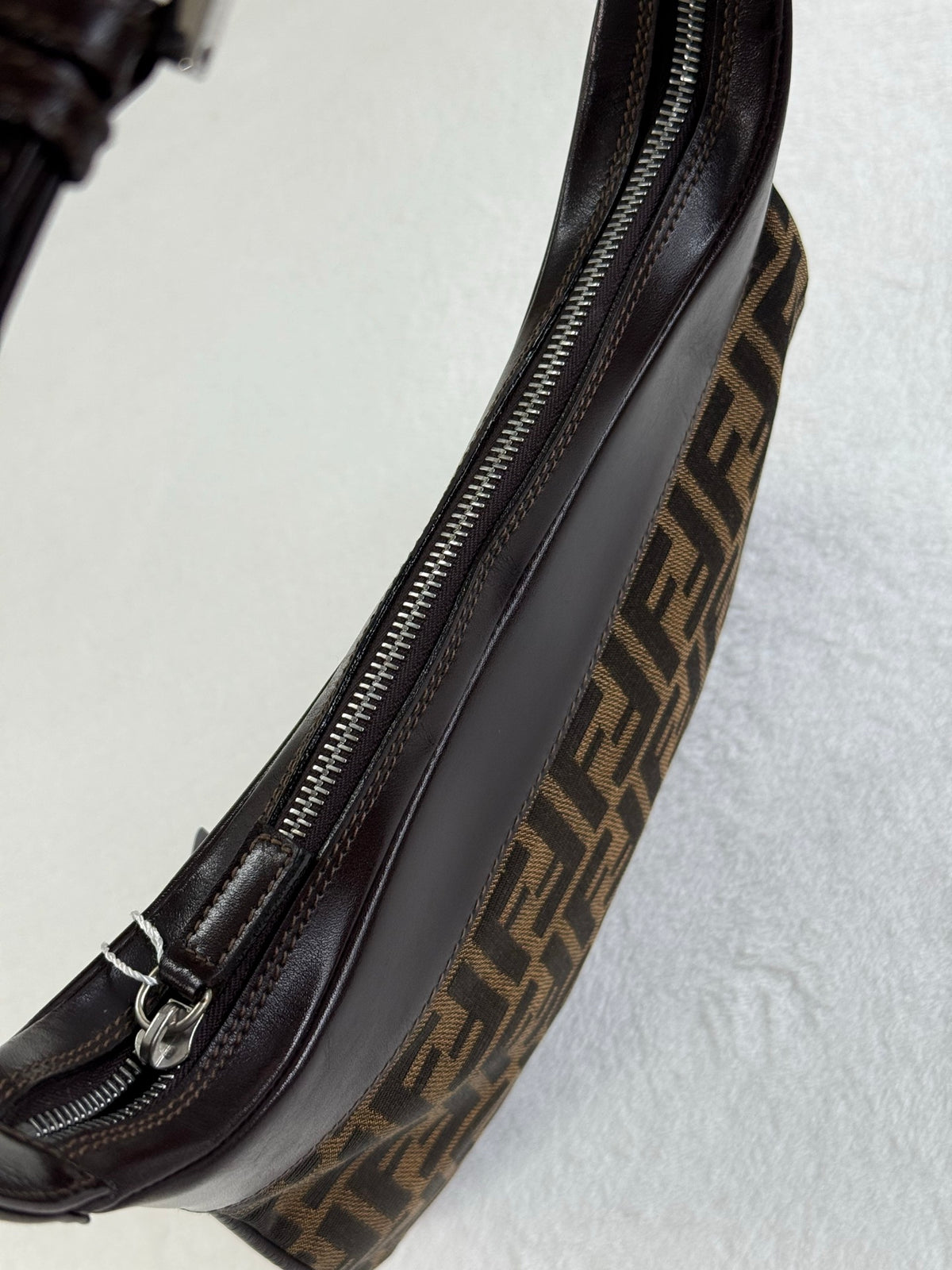 FENDI Zucca Canvas Crescent Hobo Bag