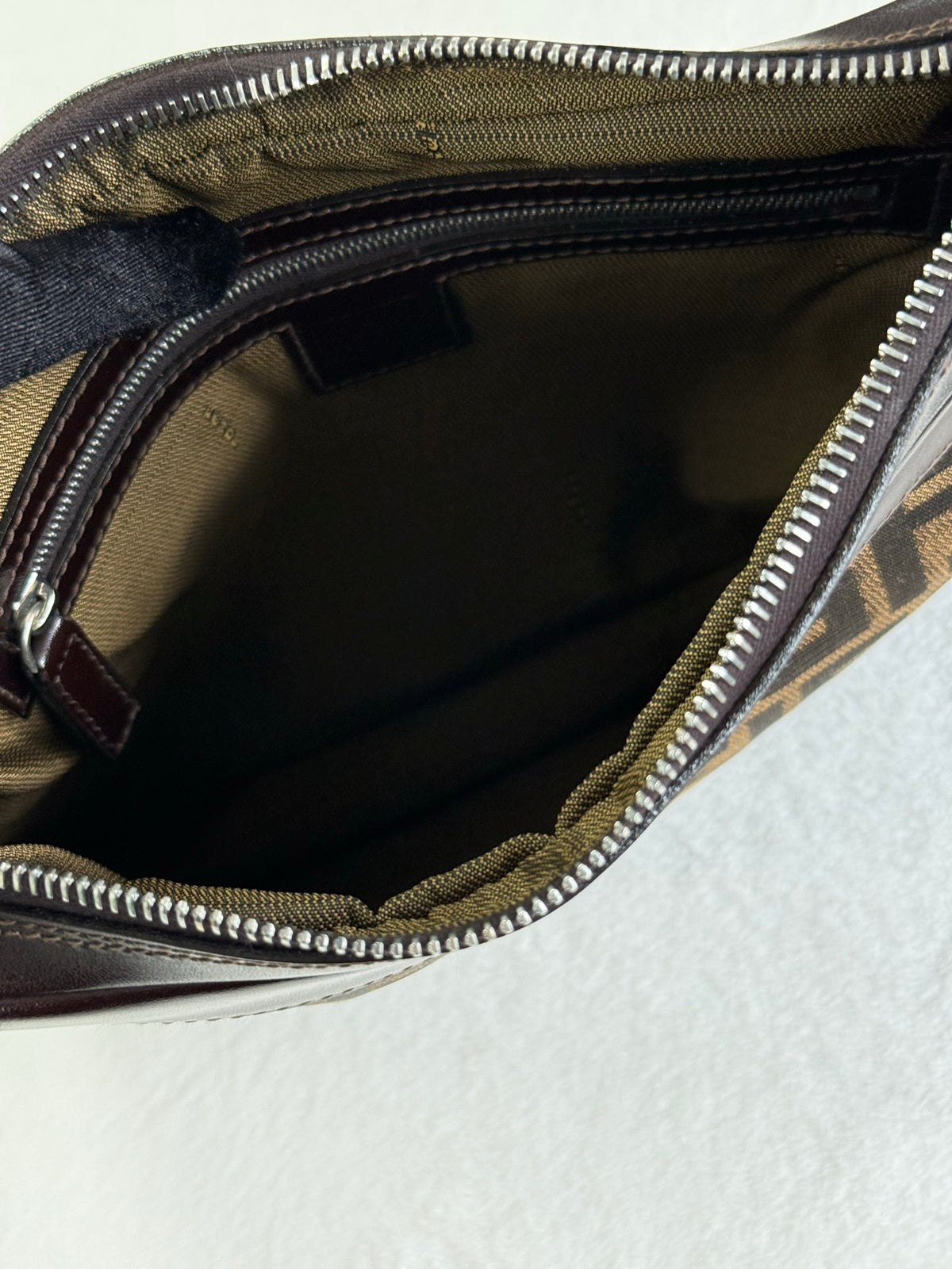 FENDI Zucca Canvas Crescent Hobo Bag