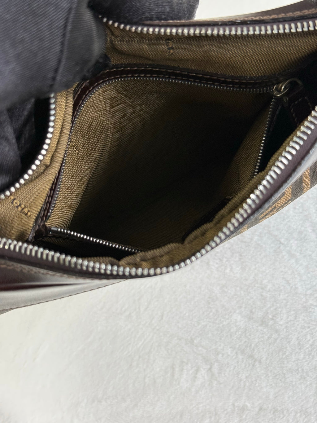 FENDI Zucca Canvas Crescent Hobo Bag