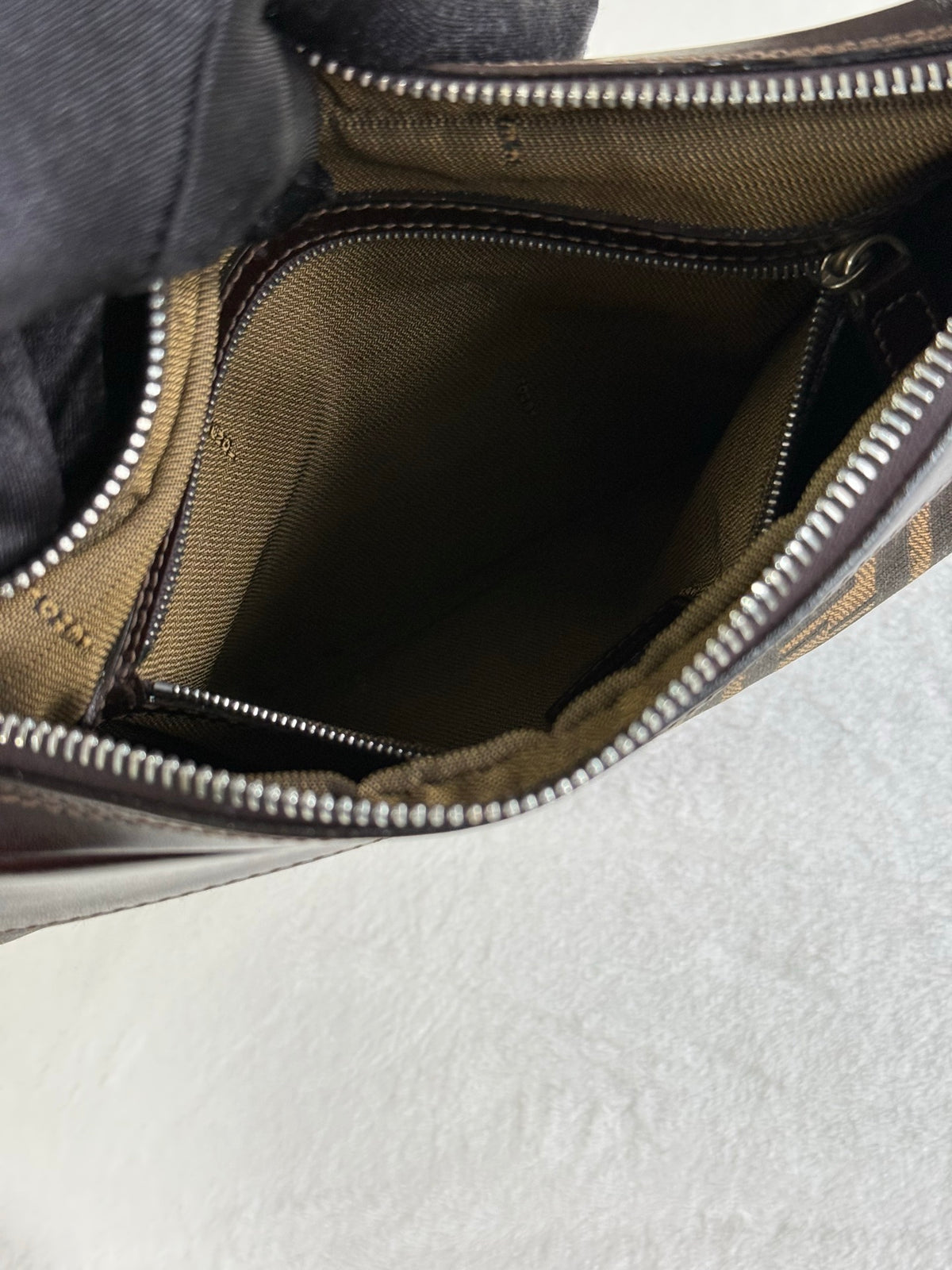 FENDI Zucca Canvas Crescent Hobo Bag