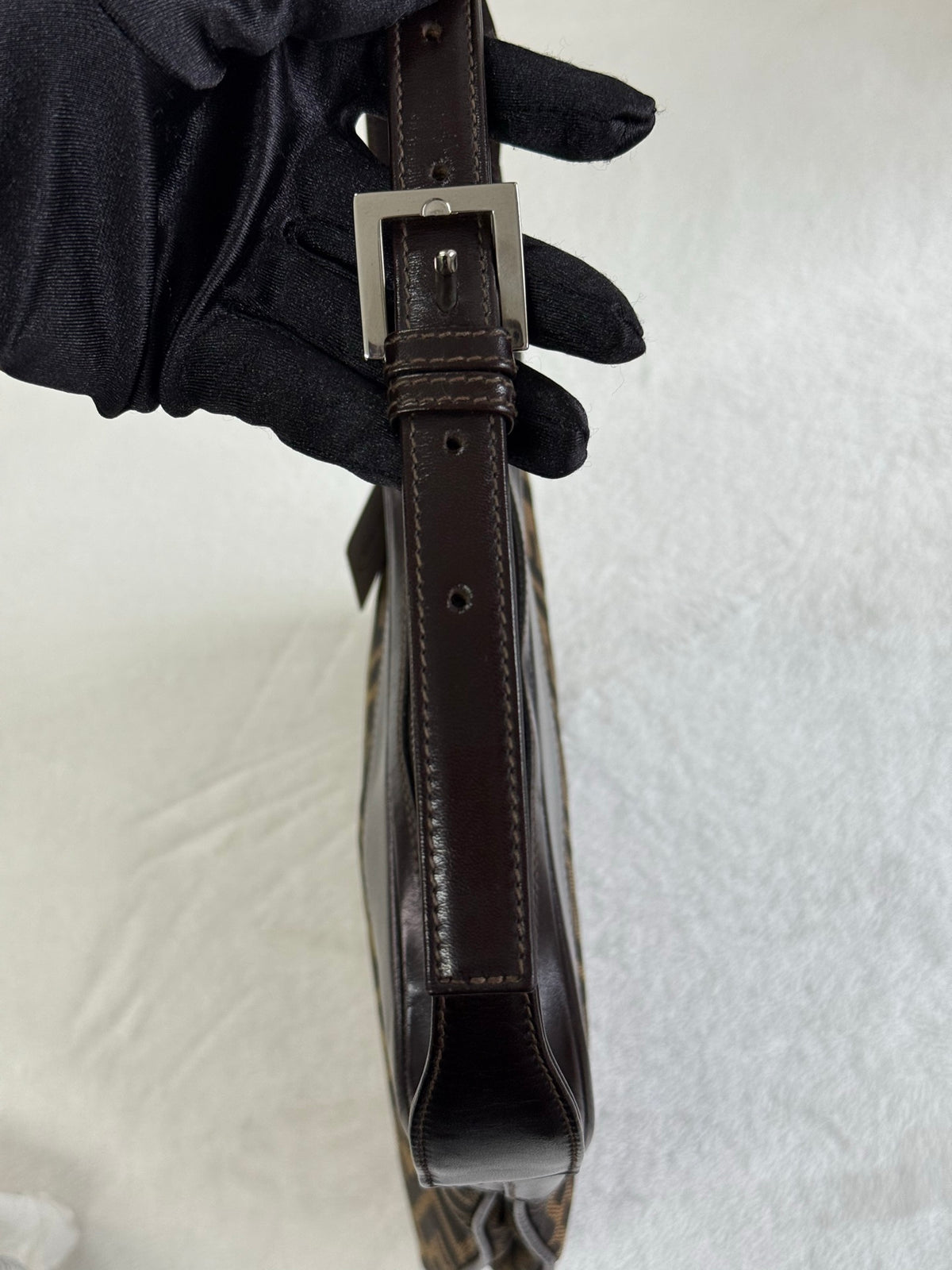 FENDI Zucca Canvas Crescent Hobo Bag