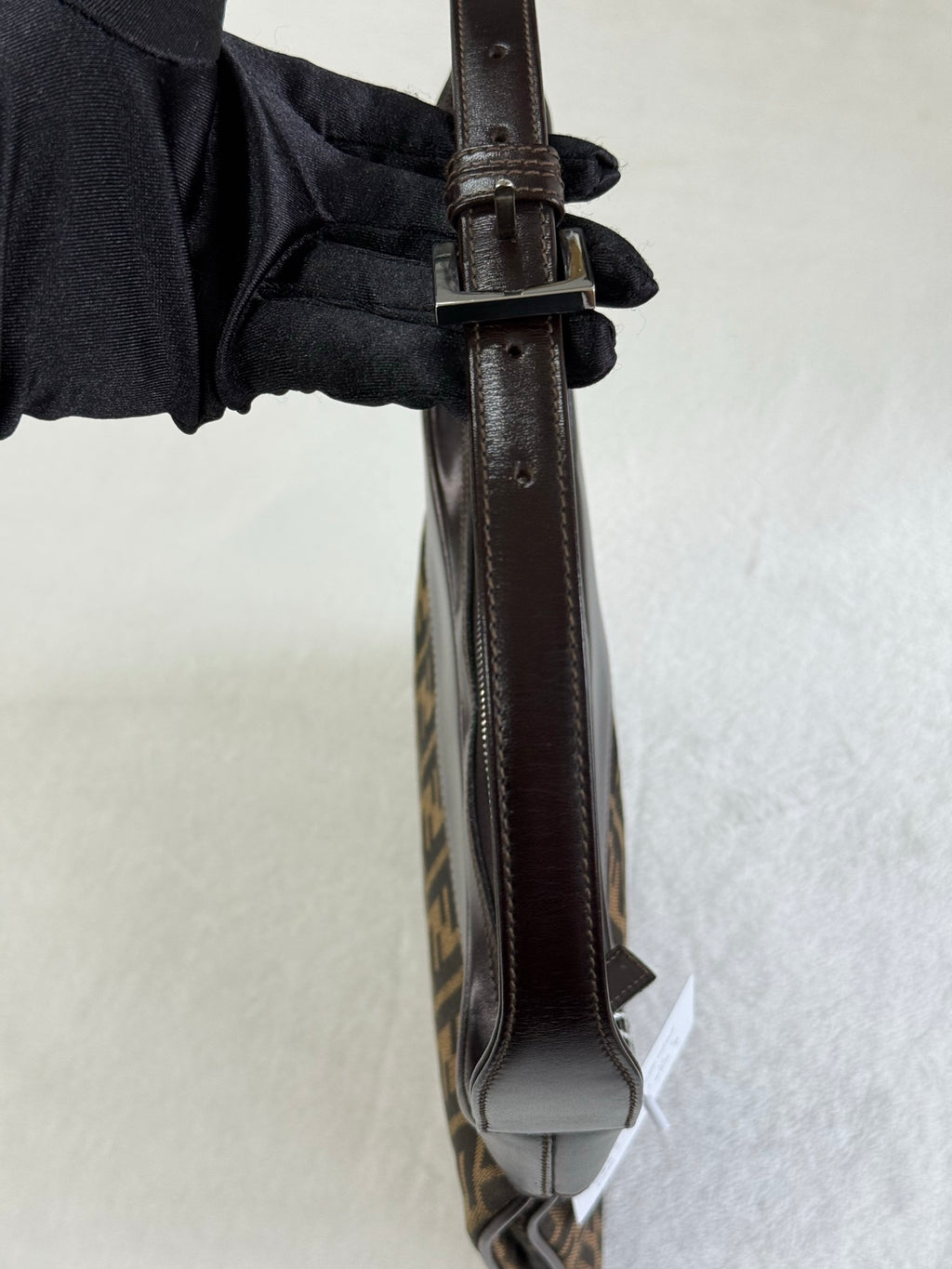 FENDI Zucca Canvas Crescent Hobo Bag