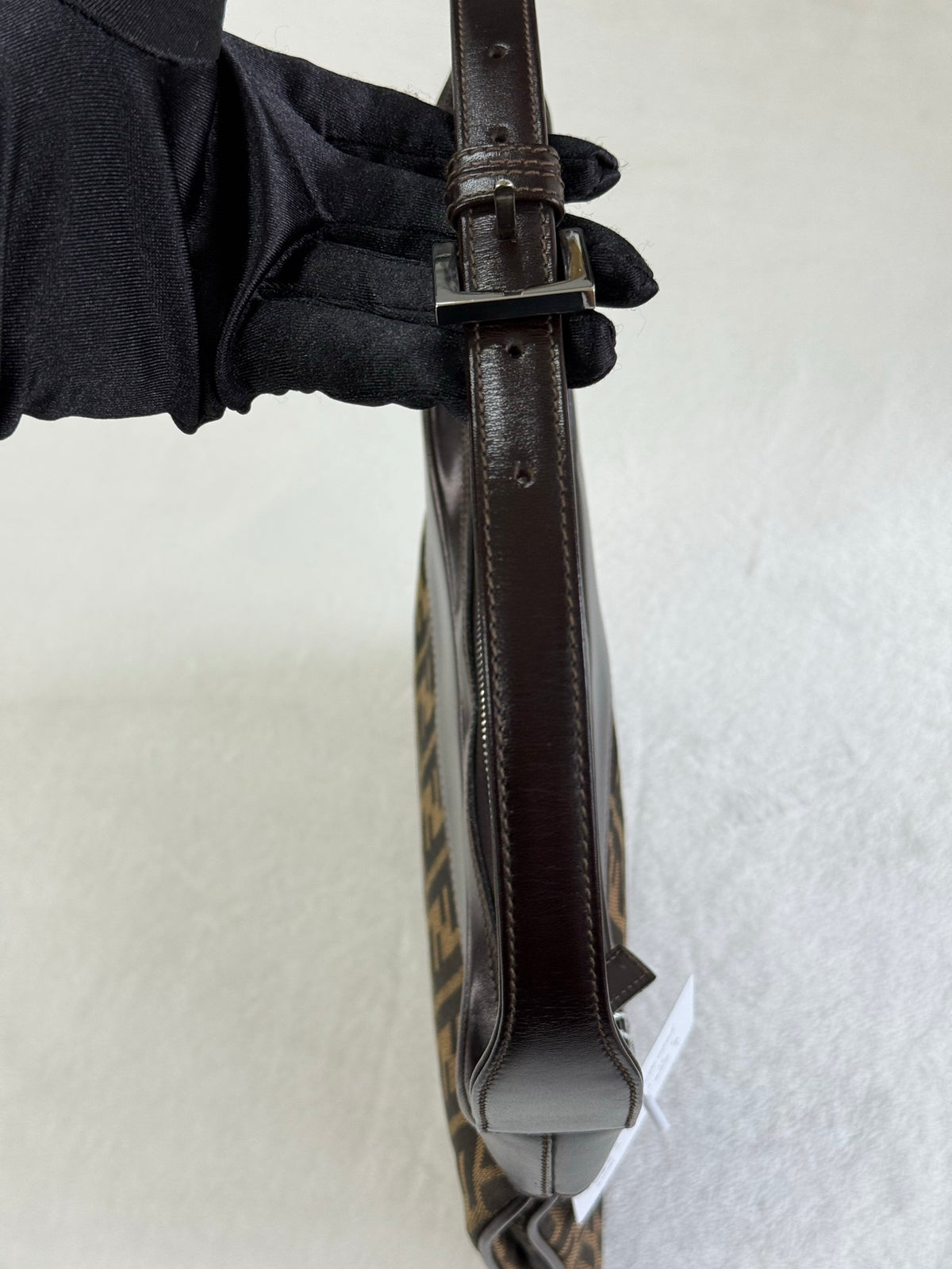 FENDI Zucca Canvas Crescent Hobo Bag